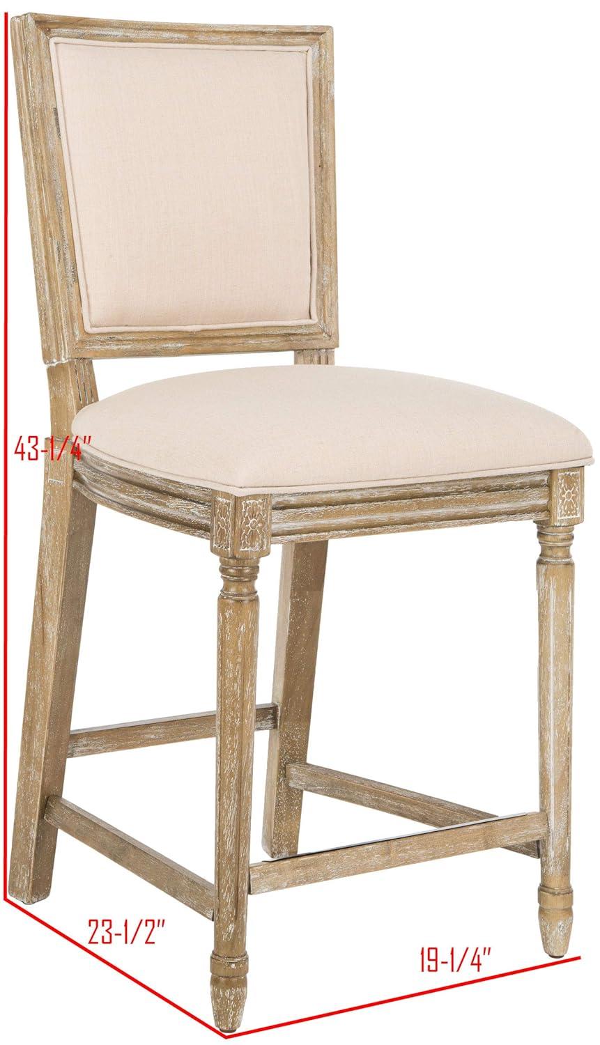 Buchanan Rectangle Counter Stool (Set of 2) - FOX6271 - Beige/Oak - Safavieh Couture