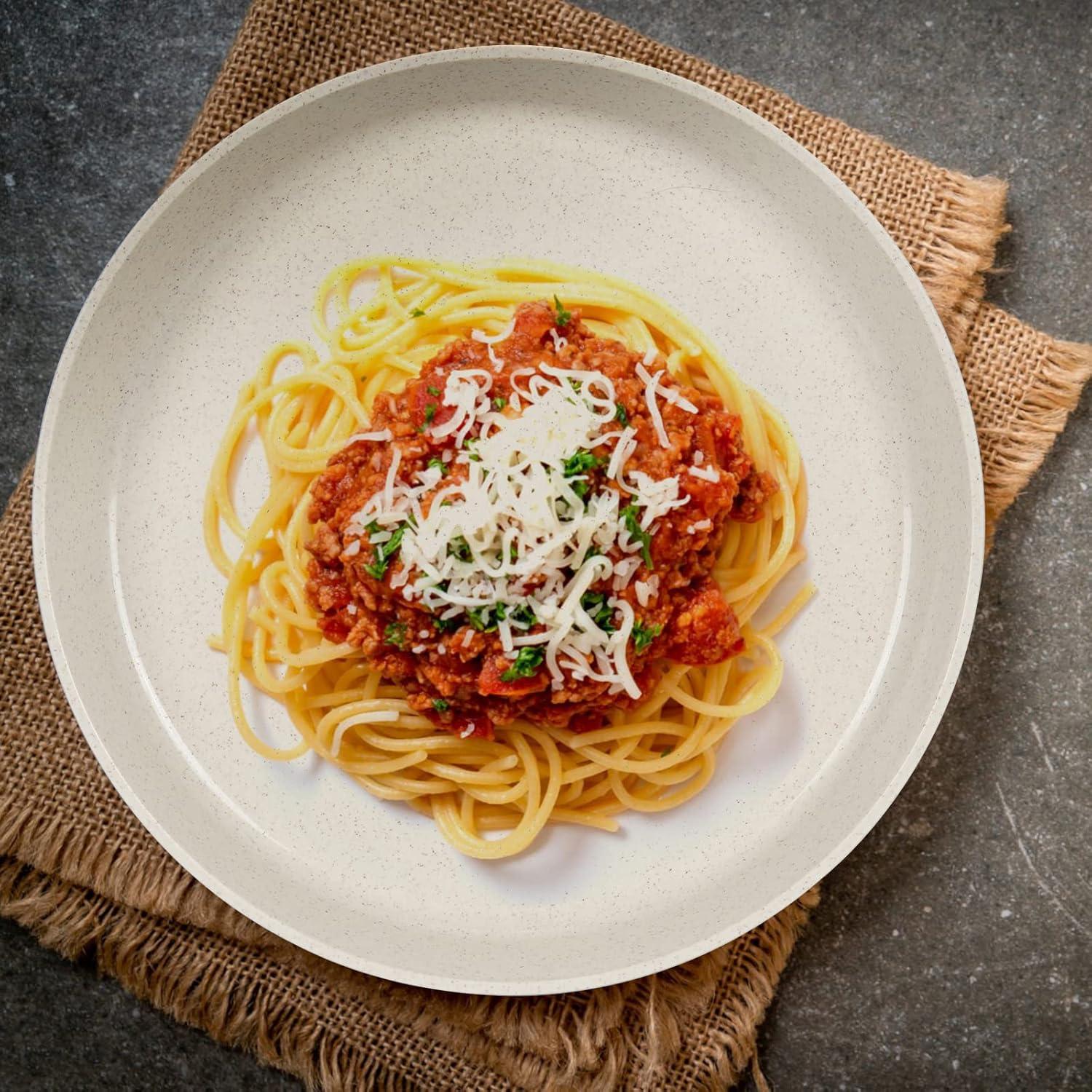 9 Inch Dinner Plates - BPA-Free Wheat Straw Plates, Off White Plate Set (Dishwasher & Microwave Safe) | Eco-Friendly & Unbreakable