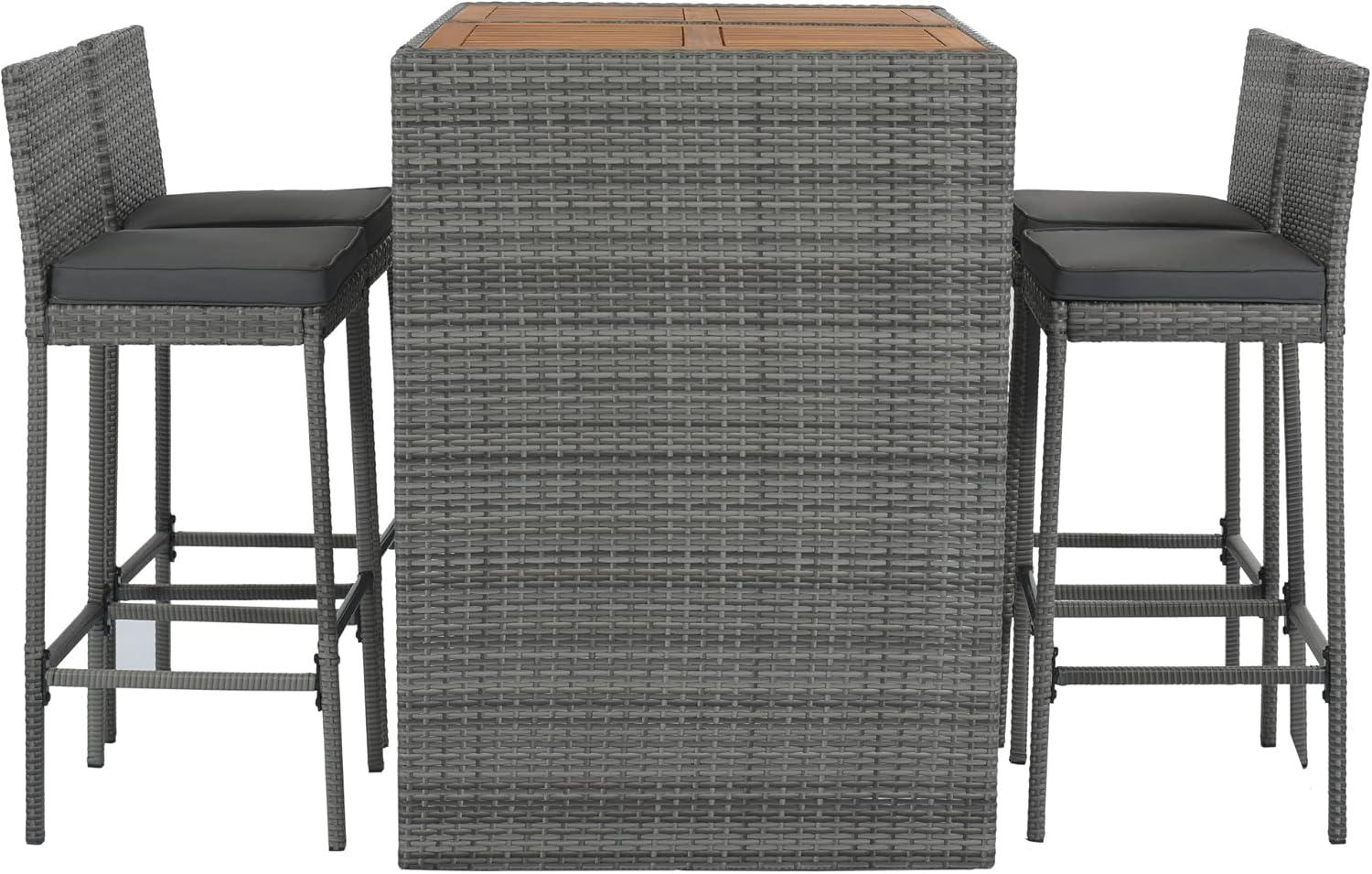 Ceballos Patio Bar Table Set High Top Outdoor Table And Chairs Set Of 5 Bar Table & Stools Set With Tall Adirondack Chairs Set For 4