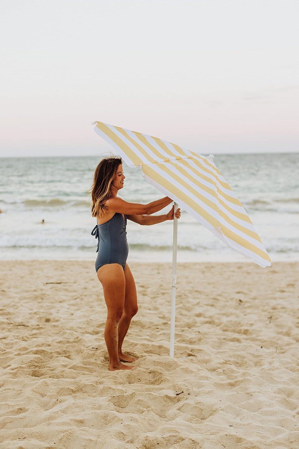 Oniva Portable Beach Stick Umbrella - Yellow Cabana Stripe