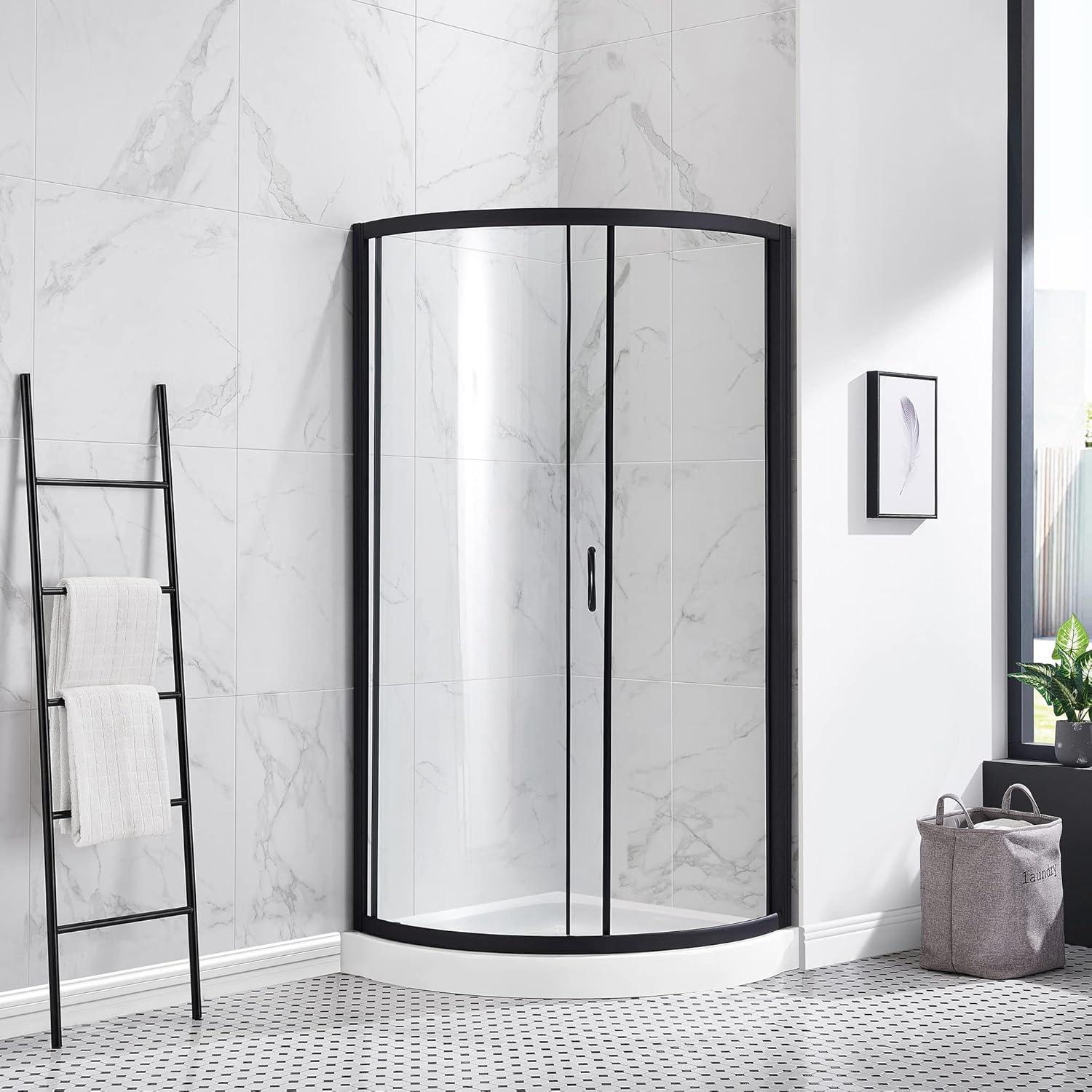 OVE Decors Breeze 35 in. Round Shower Kit w/ Clear, Base