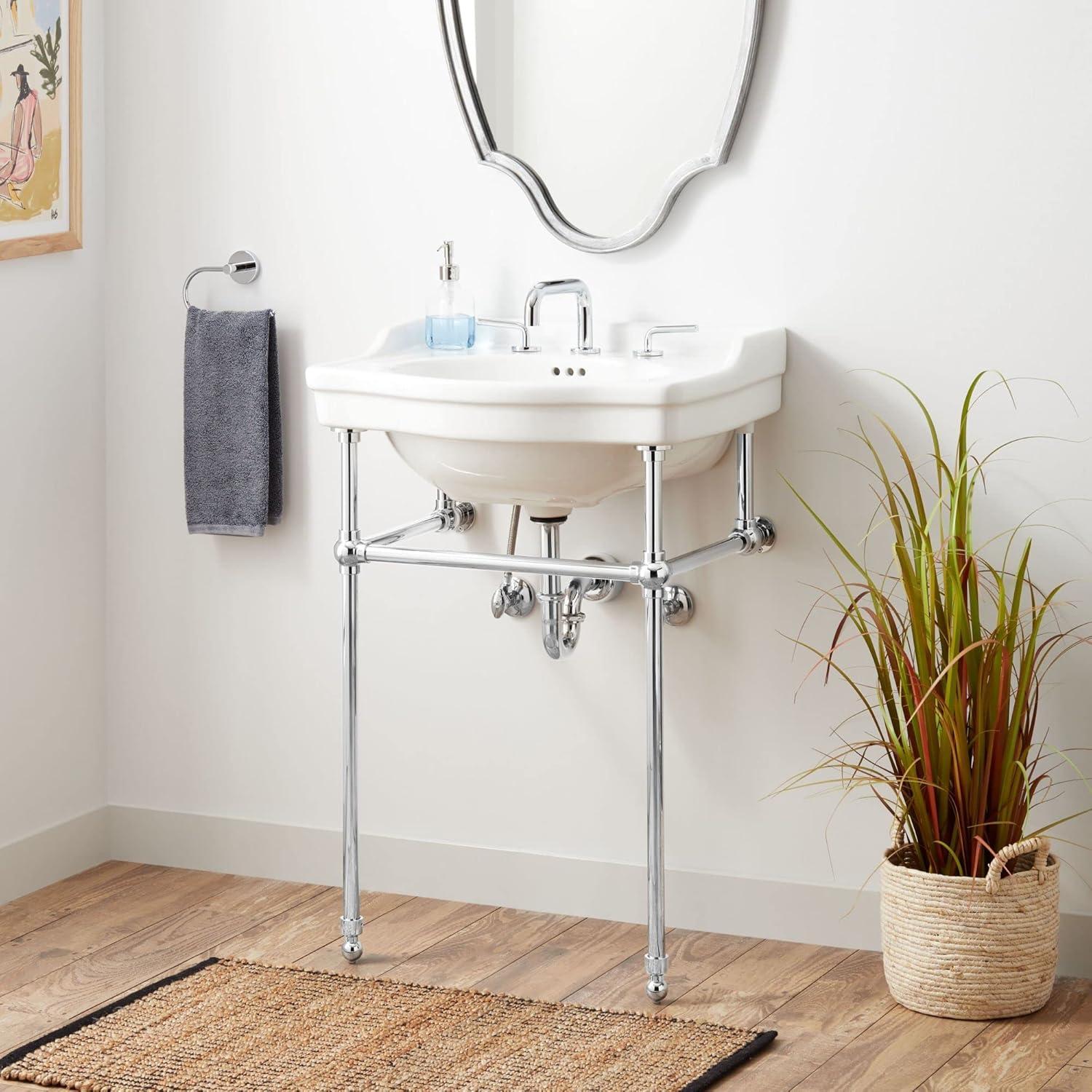 24" Cierra 31" Tall Porcelain Rectangular Console Bathroom Sink with Overflow