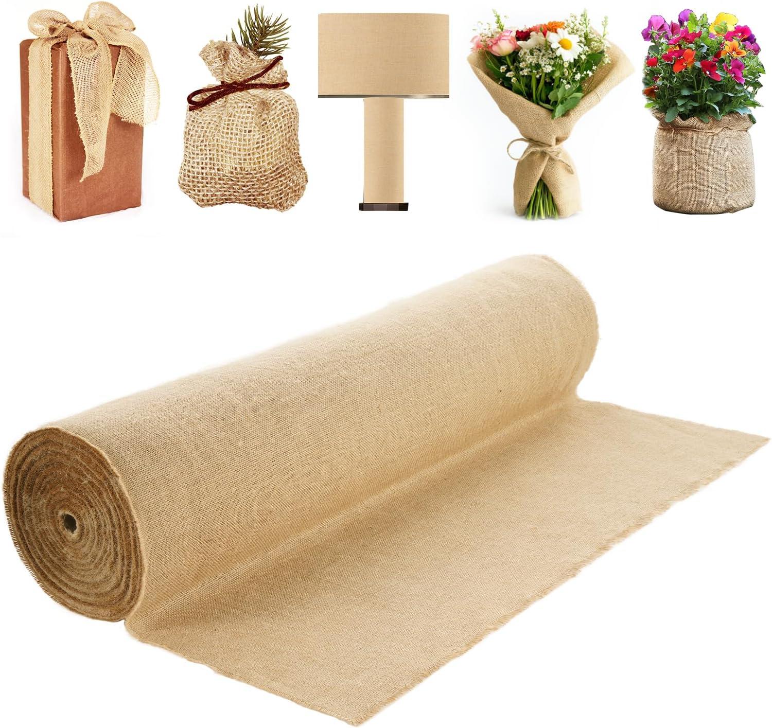 VEVOR Burlap Fabric Roll, 40” x 150 ft High Density Natural Jute Fiber Material for Outdoor Plant Care, Tree Wrap Roll, Decor, DIY Crafts, Wedding, Garden Weed Barrier, Plants & Trees Winter Covering