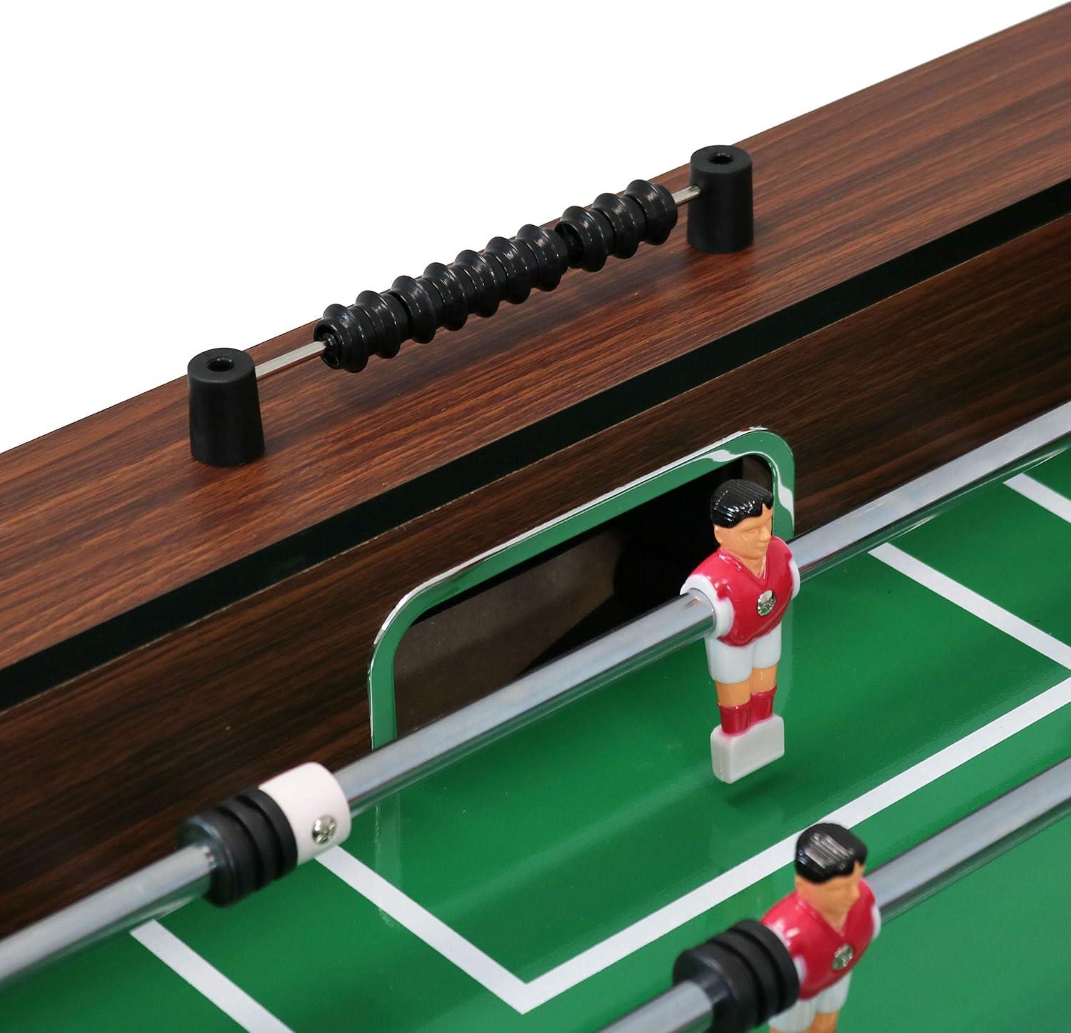 Sunnydaze Indoor Classic Faux Wood Foosball Soccer Game Table with Manual Scorers and Folding Drink Holders - 5'