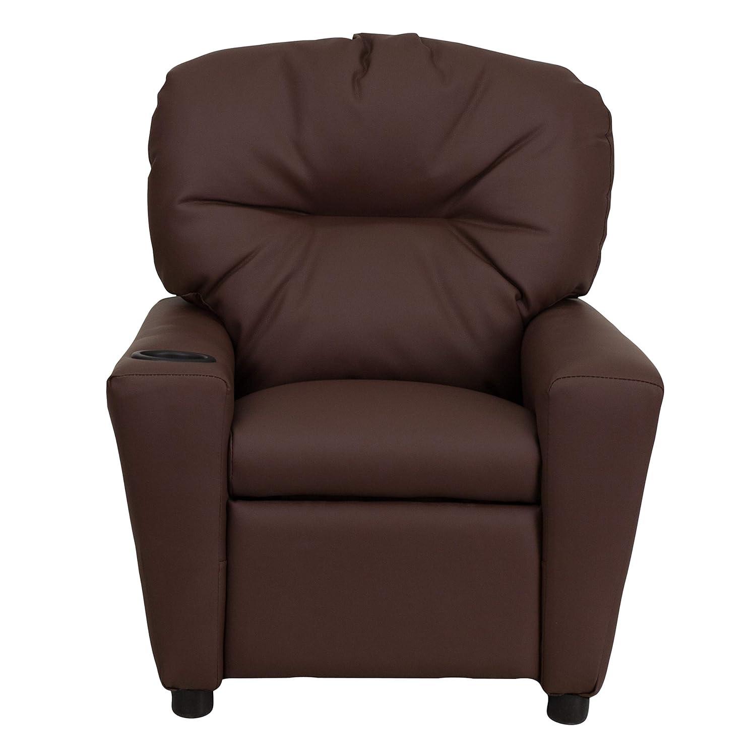Flash Furniture Chandler Contemporary Brown LeatherSoft Kids Recliner with Cup Holder
