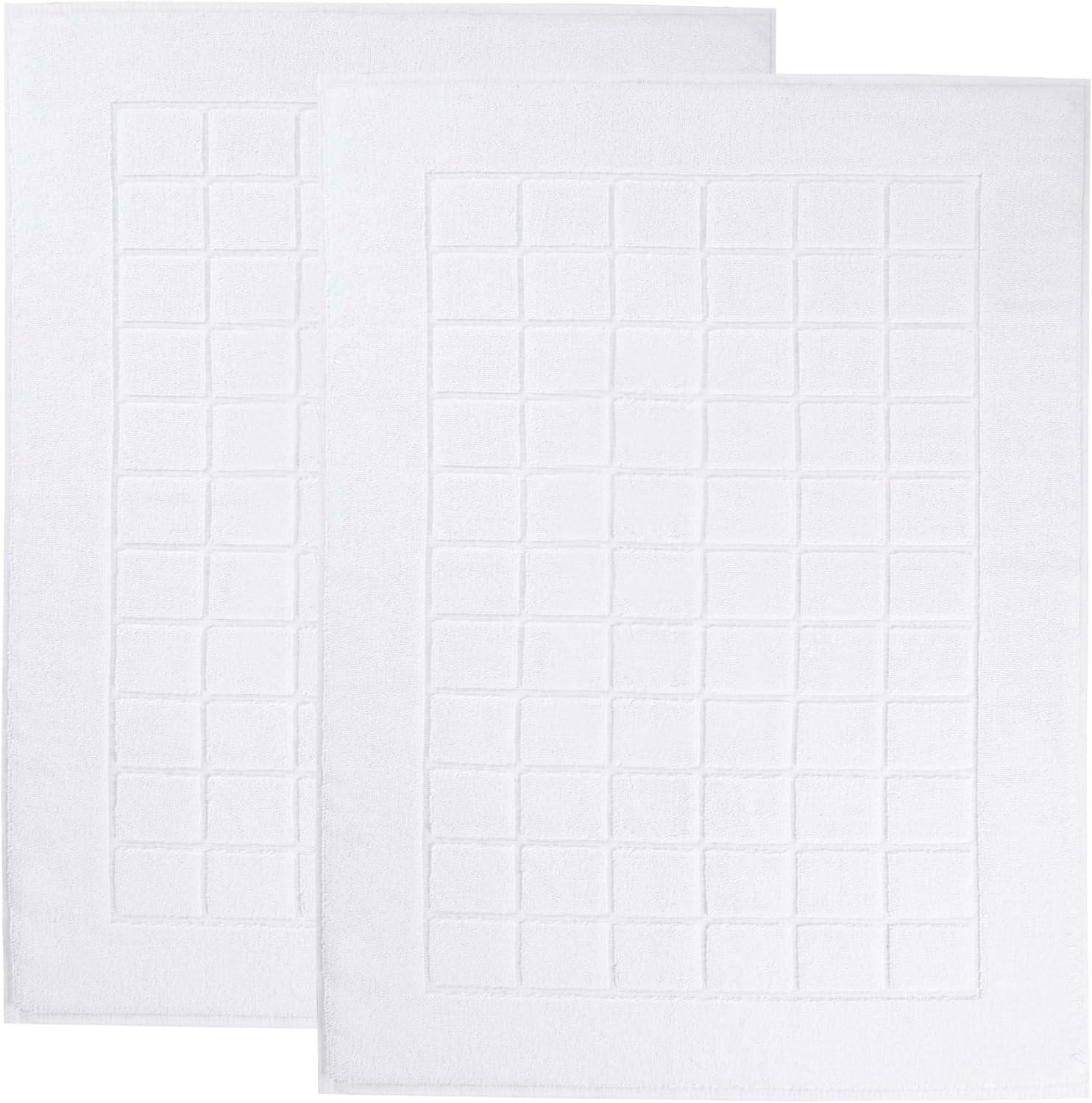 Nora Cotton Terry Solid Absorbent Thick Checkered Washable Bath Mat Set Of 2
