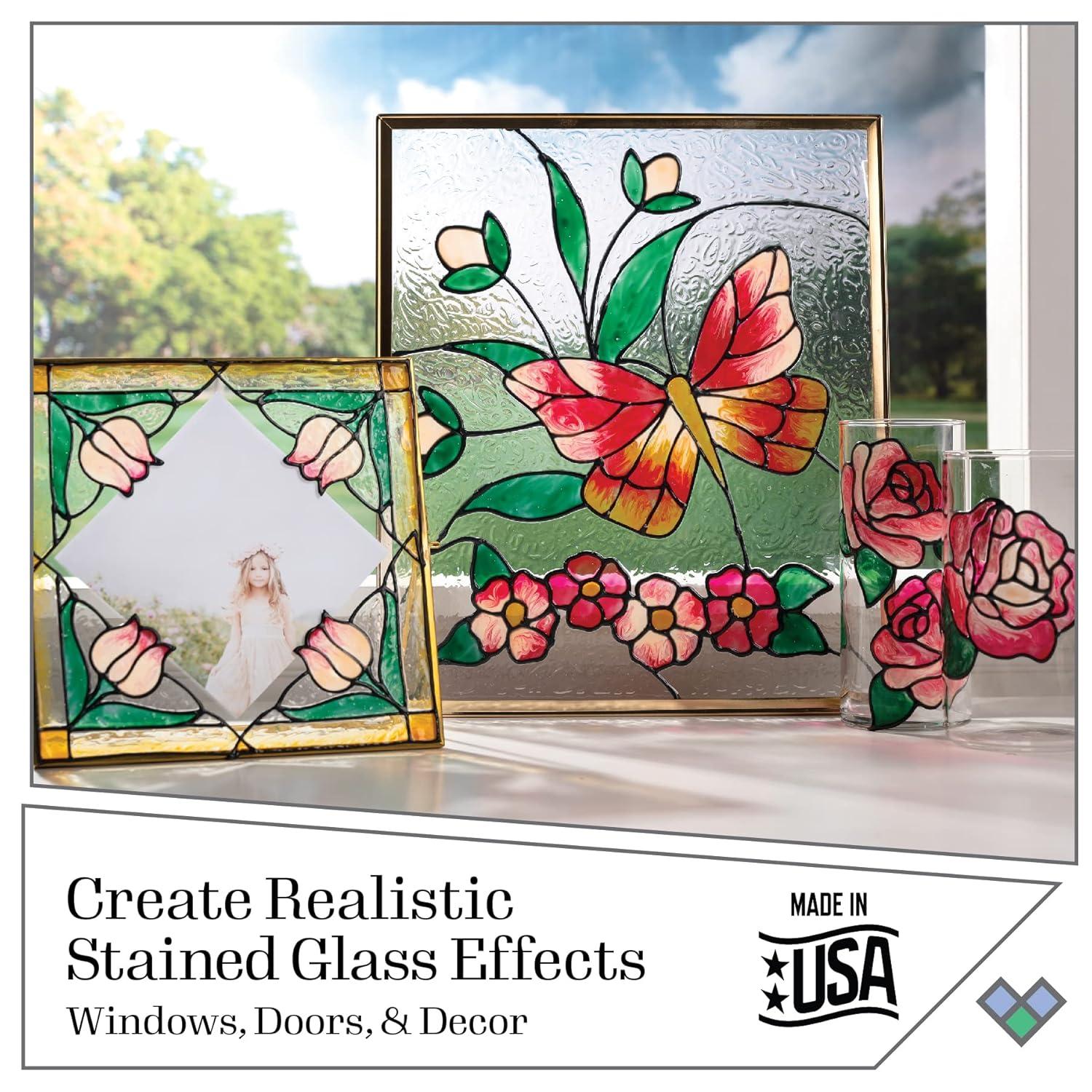 Gallery Glass, Floral Stained Kit, Glass Paint Set for DIY Arts and Crafts, Perfect for Beginners and Artists, 1 Count (Pack of 6)