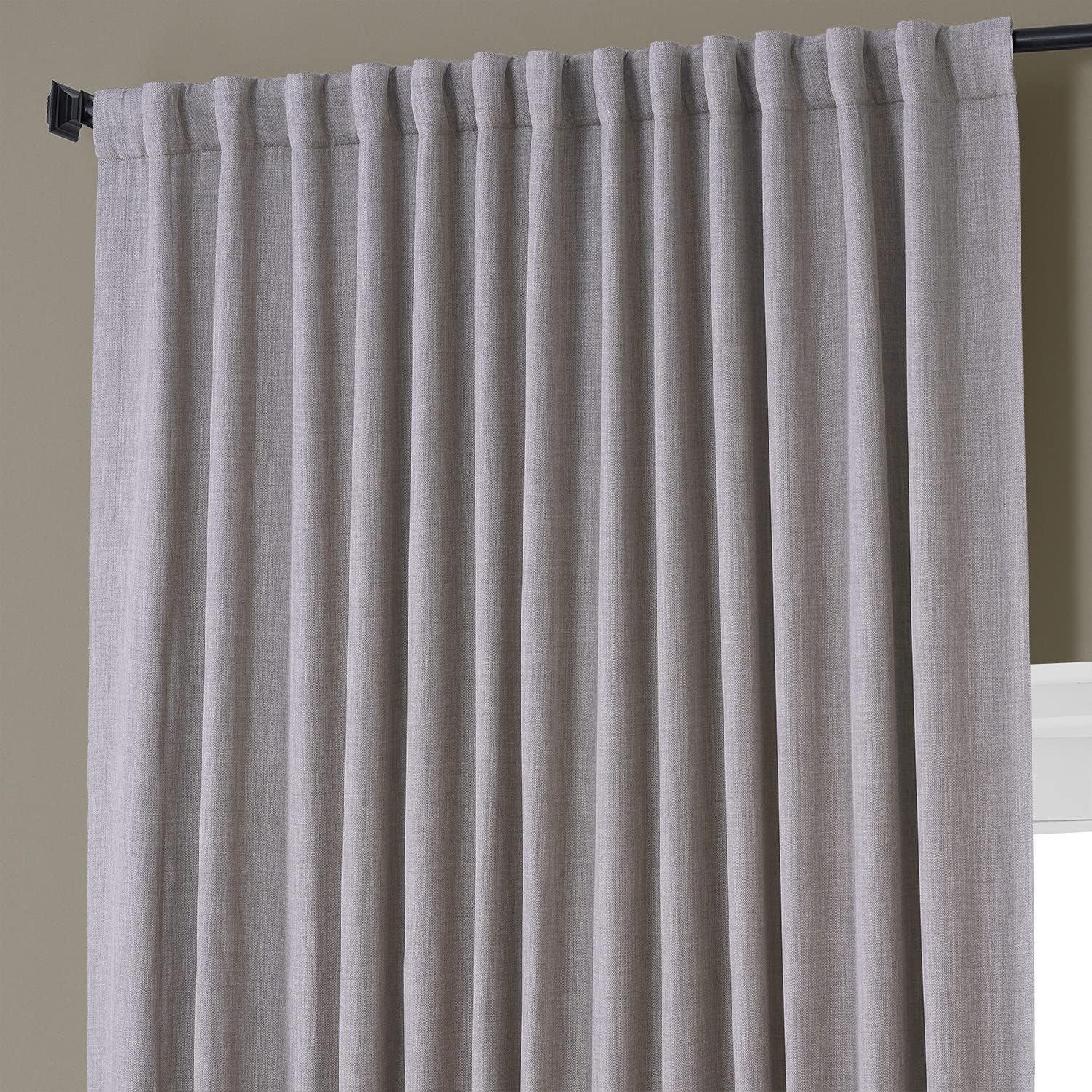 Clay Textured Faux Linen 96" Blackout Window Curtain