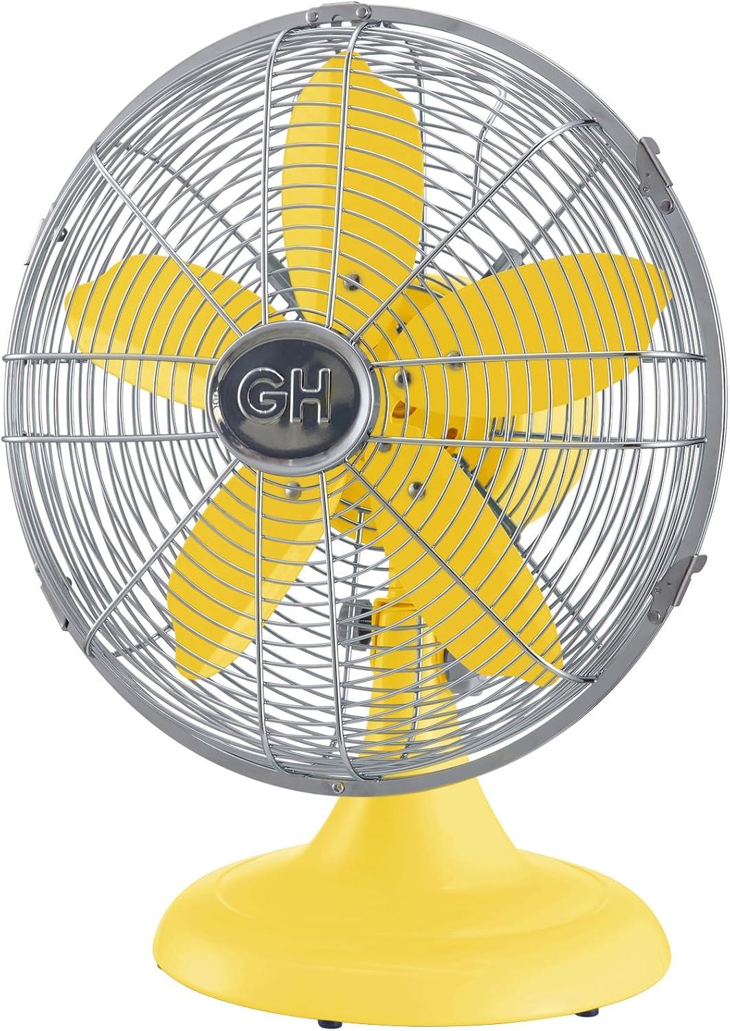 Good Housekeeping Good Housekeeping's All-Metal Retro 3-Speed 12" Oscillating Office Desk Table Fan (Multiple Finishes Available)