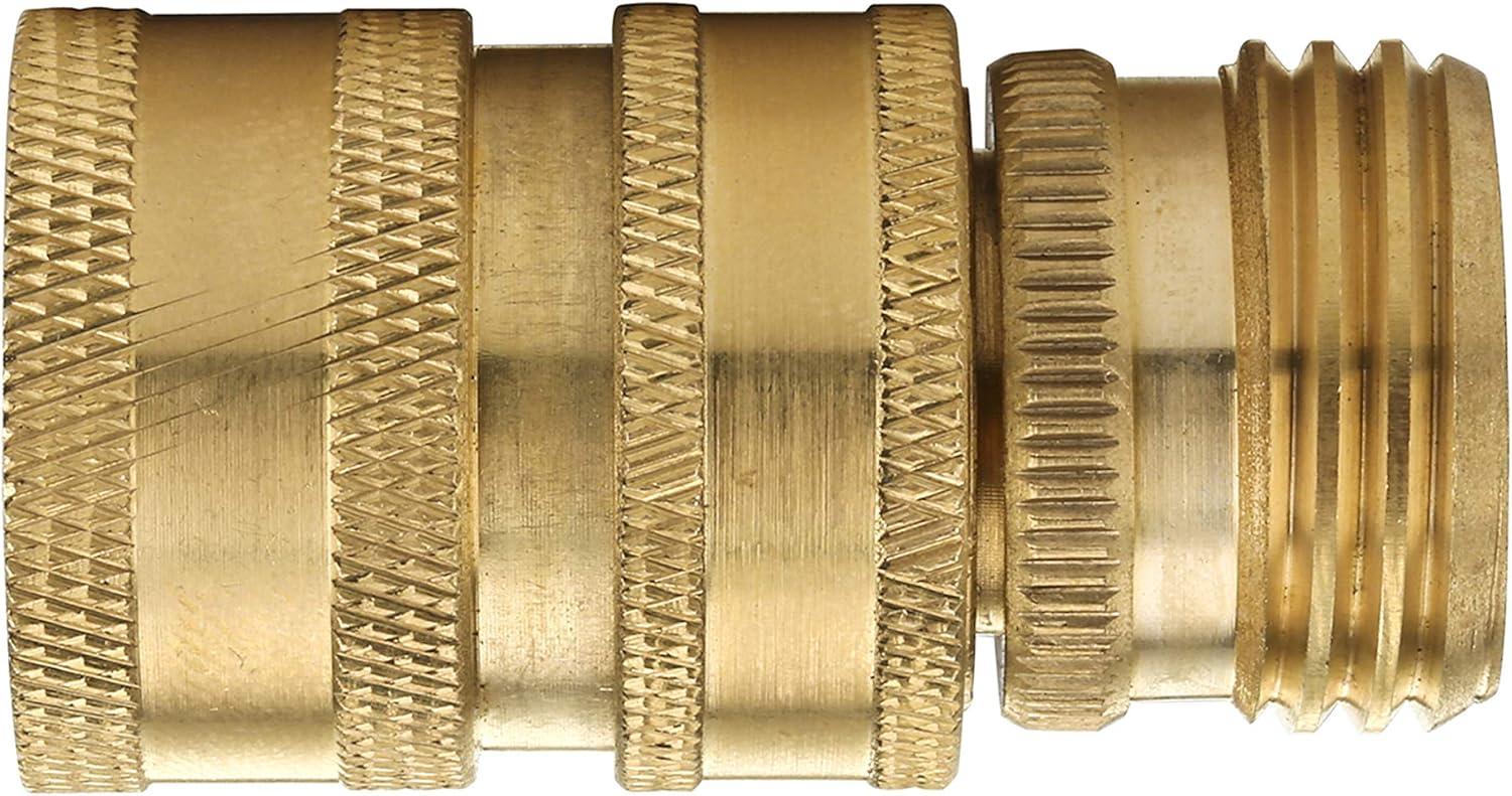 M MINGLE Garden Hose Quick Connect Fittings with Metal Springs, 3/4 inch GHT Solid Brass, Quick Connector Set, 2-Pack