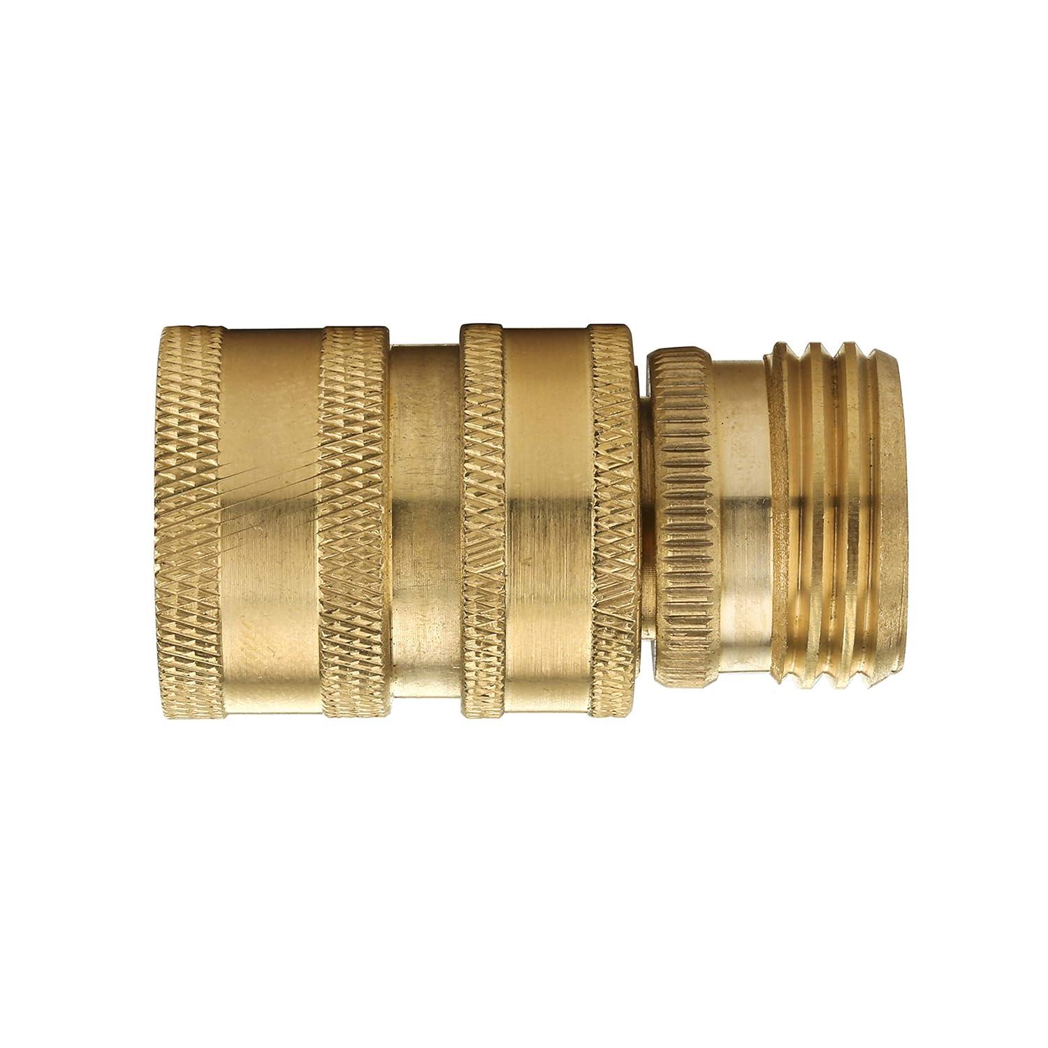 M MINGLE Garden Hose Quick Connect Fittings with Metal Springs, 3/4 inch GHT Solid Brass, Quick Connector Set, 2-Pack