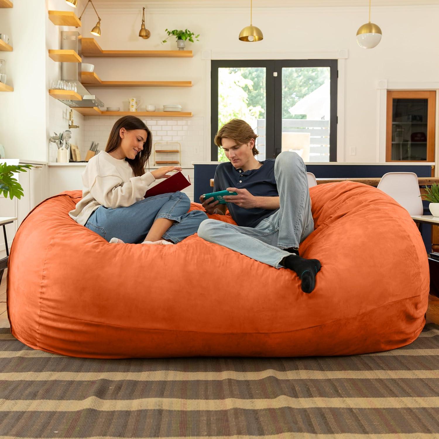Jaxx 7 Foot Giant Bean Bag Sofa, Mandarin