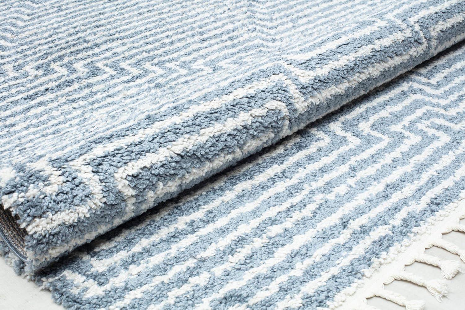 Braided Diamond Shag 8' x 10' Blue Synthetic Area Rug