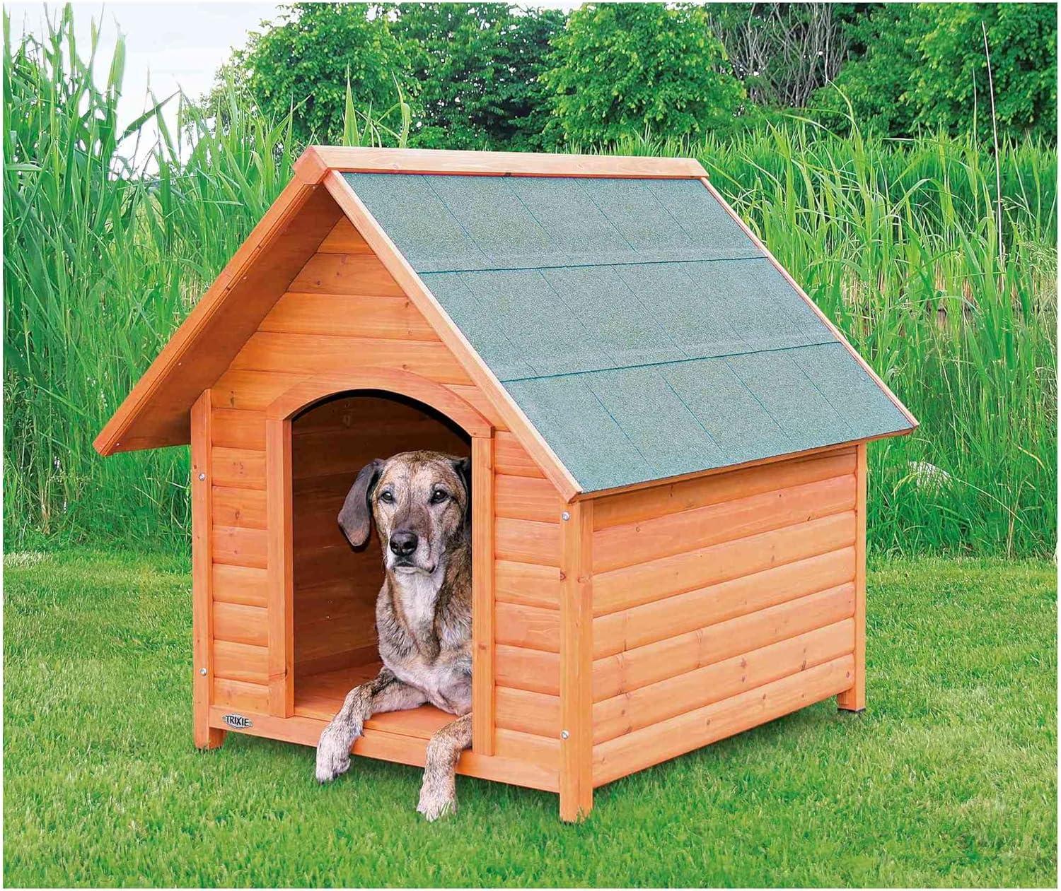 TRIXIE Weatherproof Outdoor Cottage Dog House, Elevated Floor, Peaked Roof