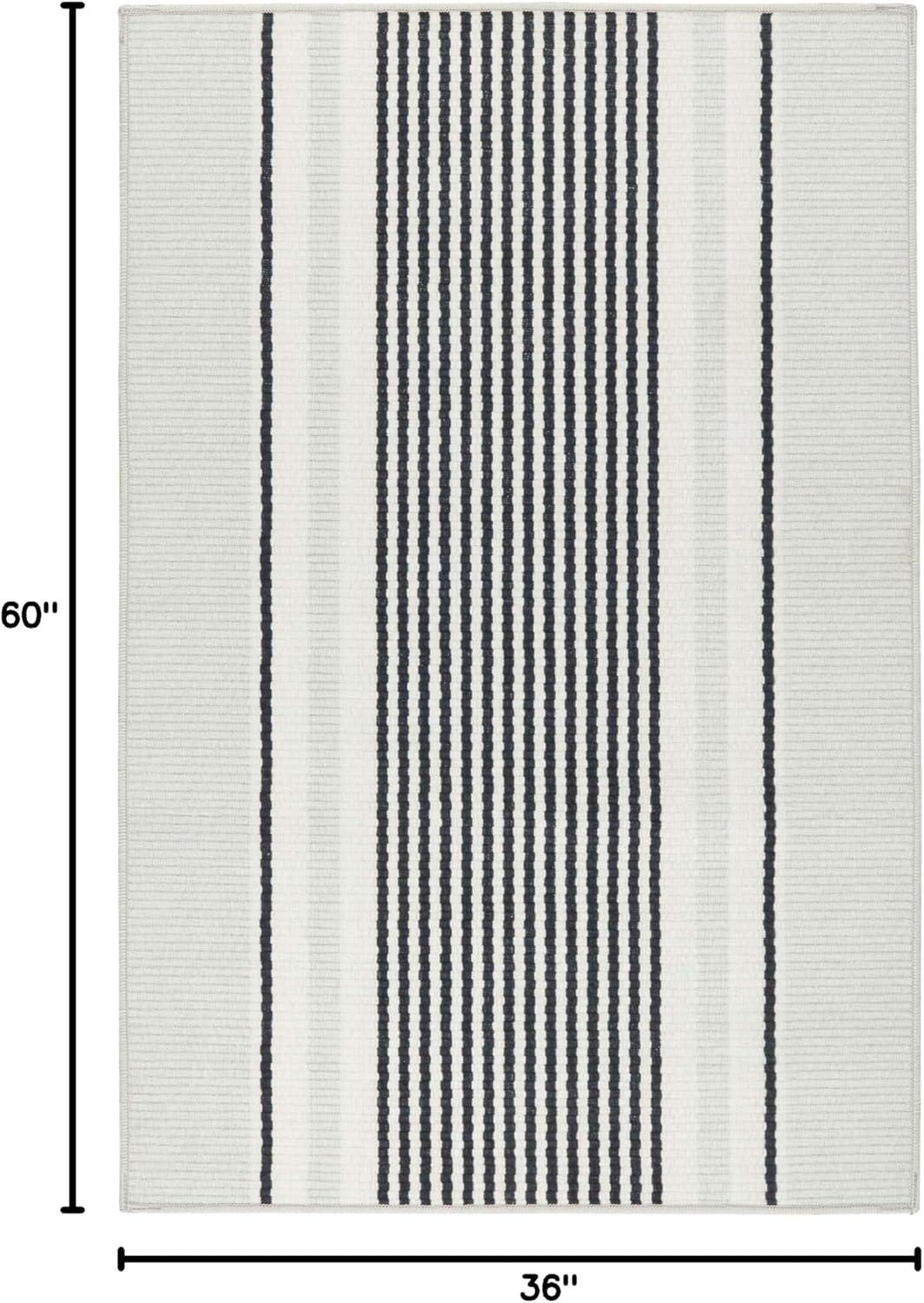 Gunner Stripe Grey Machine Washable Rug