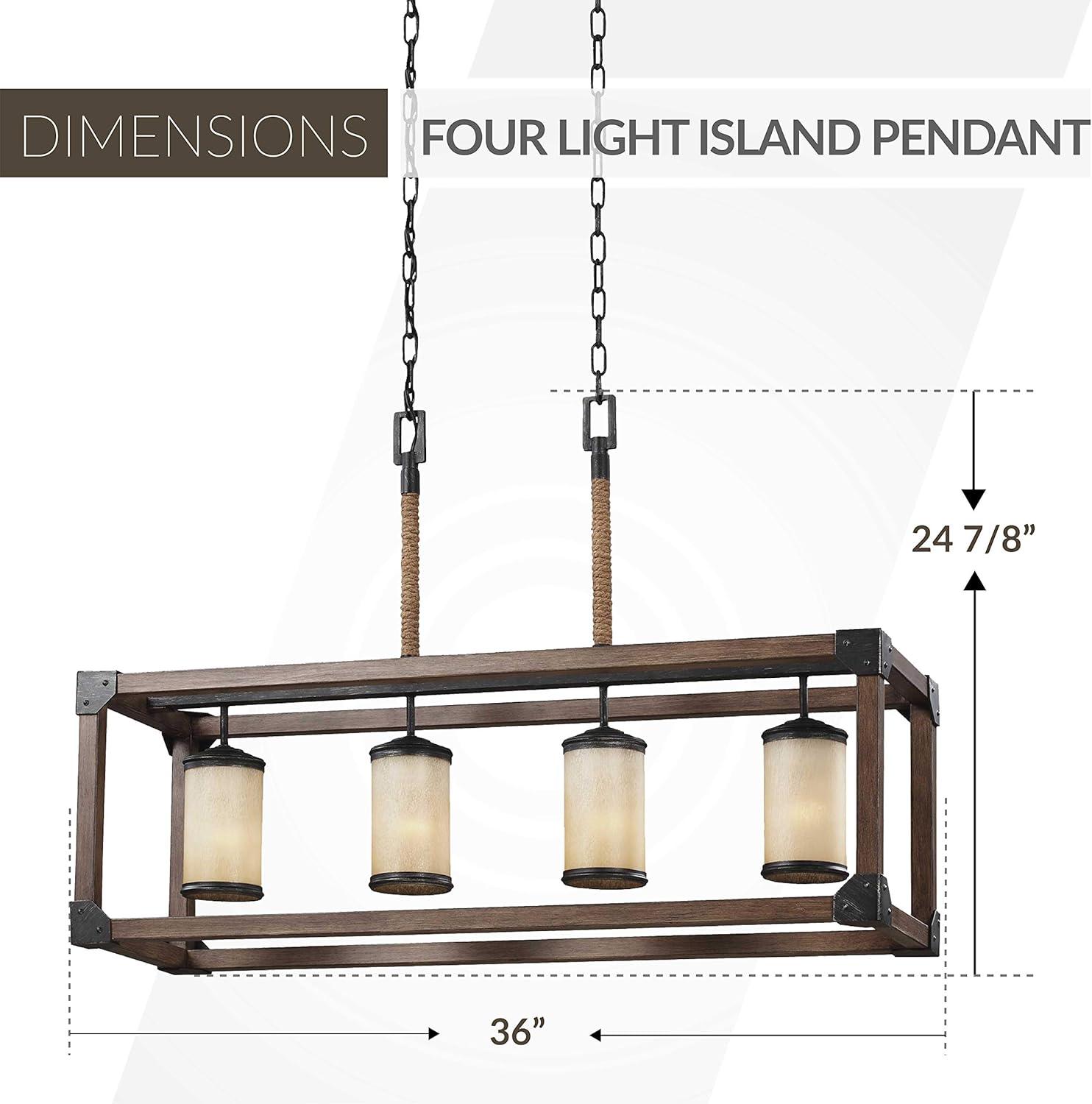 Stardust Finish Four-Light Island Pendant with Creme Parchment Glass