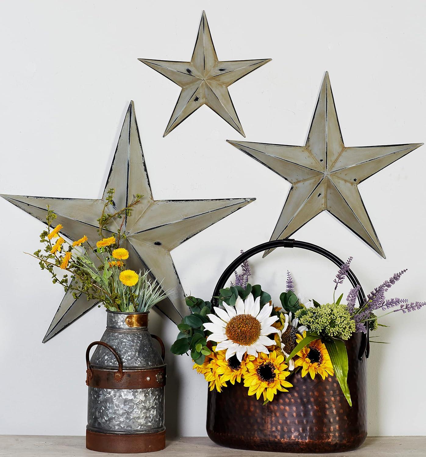 Set of 3 Metal Stars Indoor Outdoor Wall Decors - Olivia & May