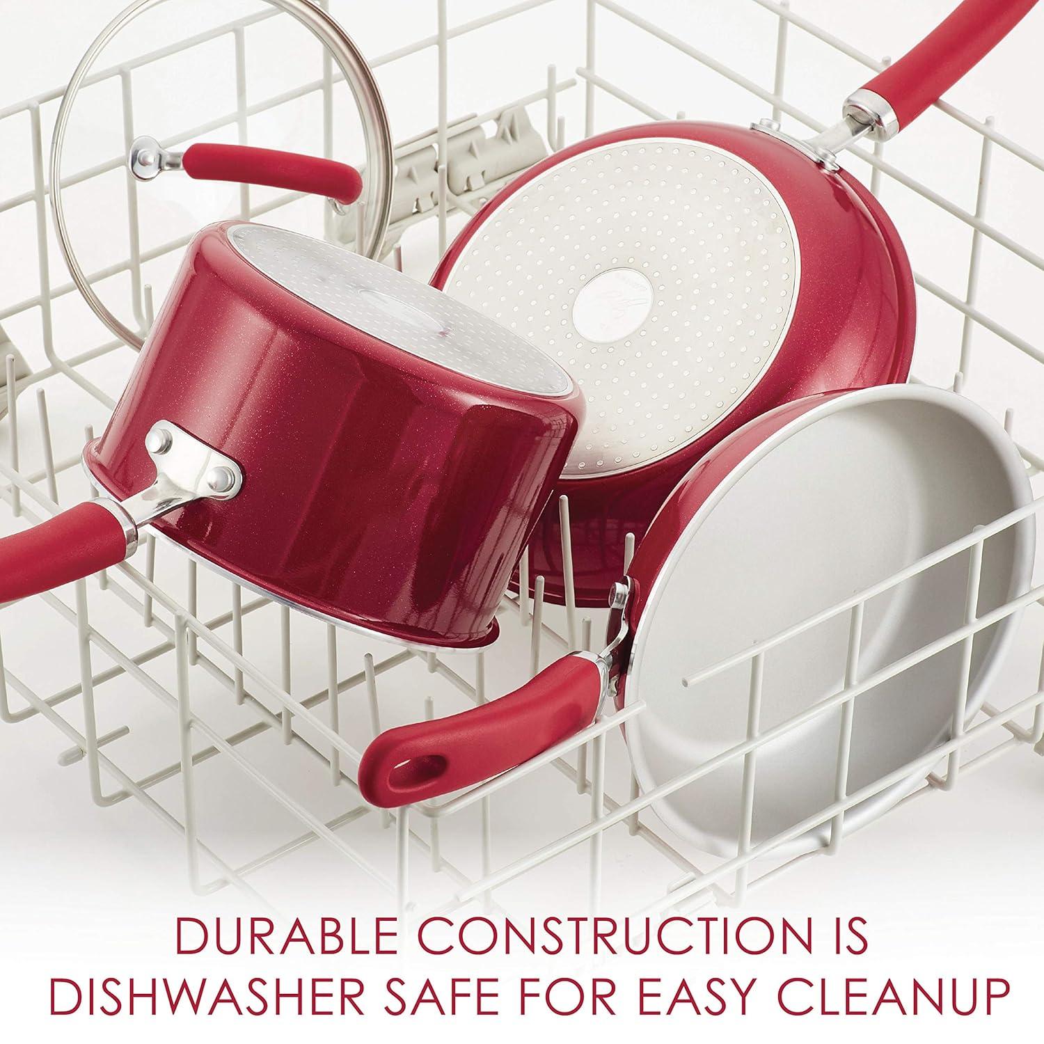 Rachael Ray Create Delicious 14.3" Aluminum Nonstick Wok Red: Dishwasher & Oven Safe, Silicone Handle, Induction Compatible