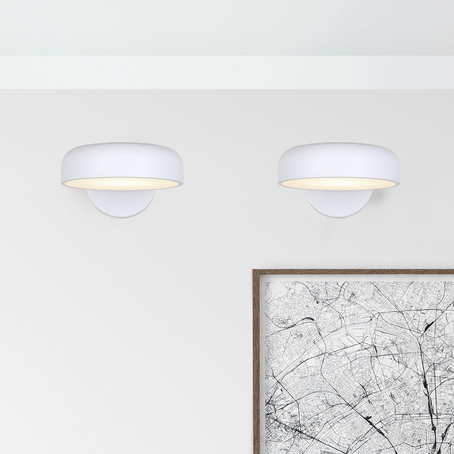 ZARIA 8 in. 1-Light White Integrated LED Wall-Light with White Metal Shade