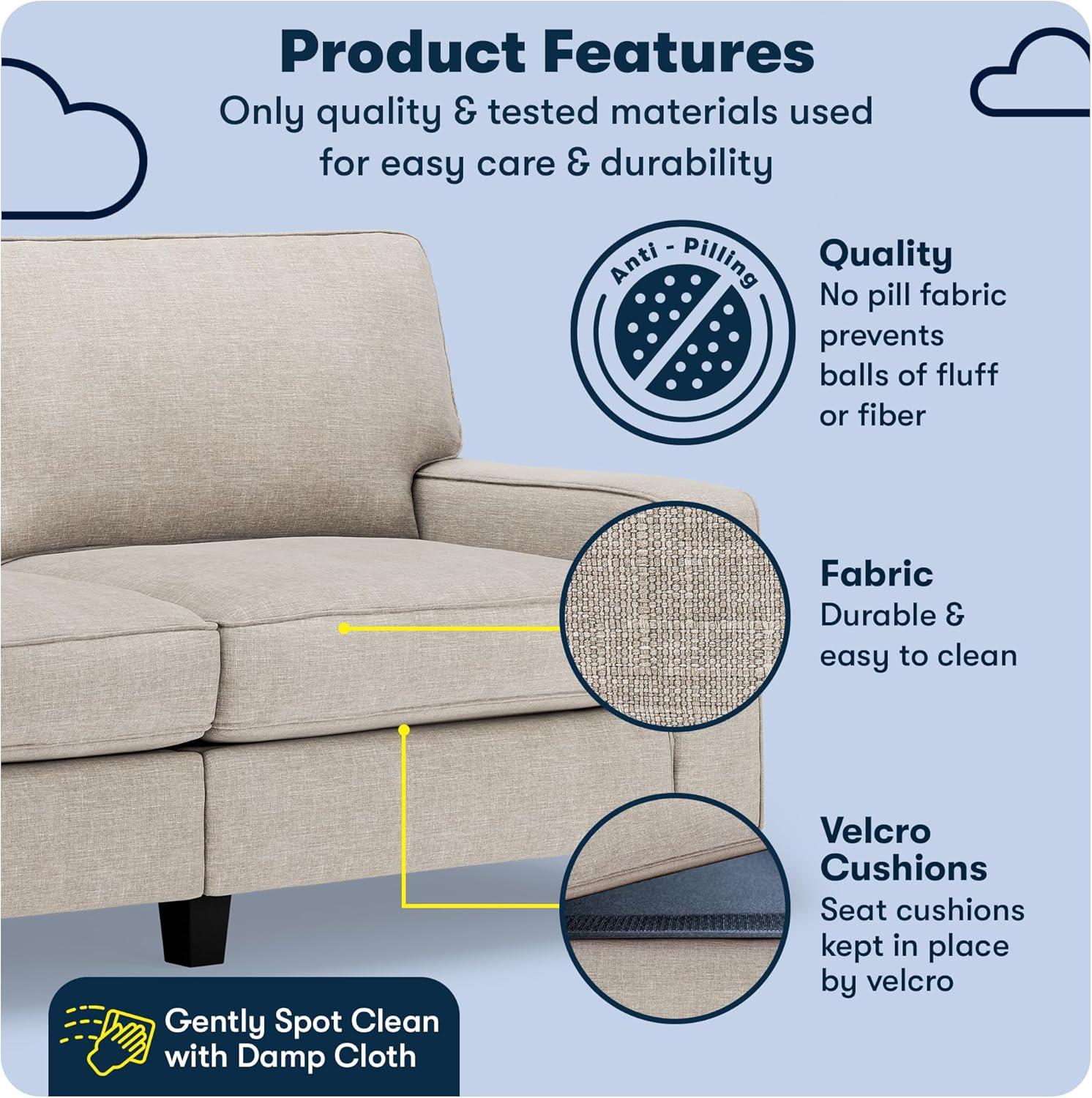 Serta Palisades 73" Track Arm Sofa, Easy Care Fabric, Soft Pillow Back, Pocket Coil Seat Cushions