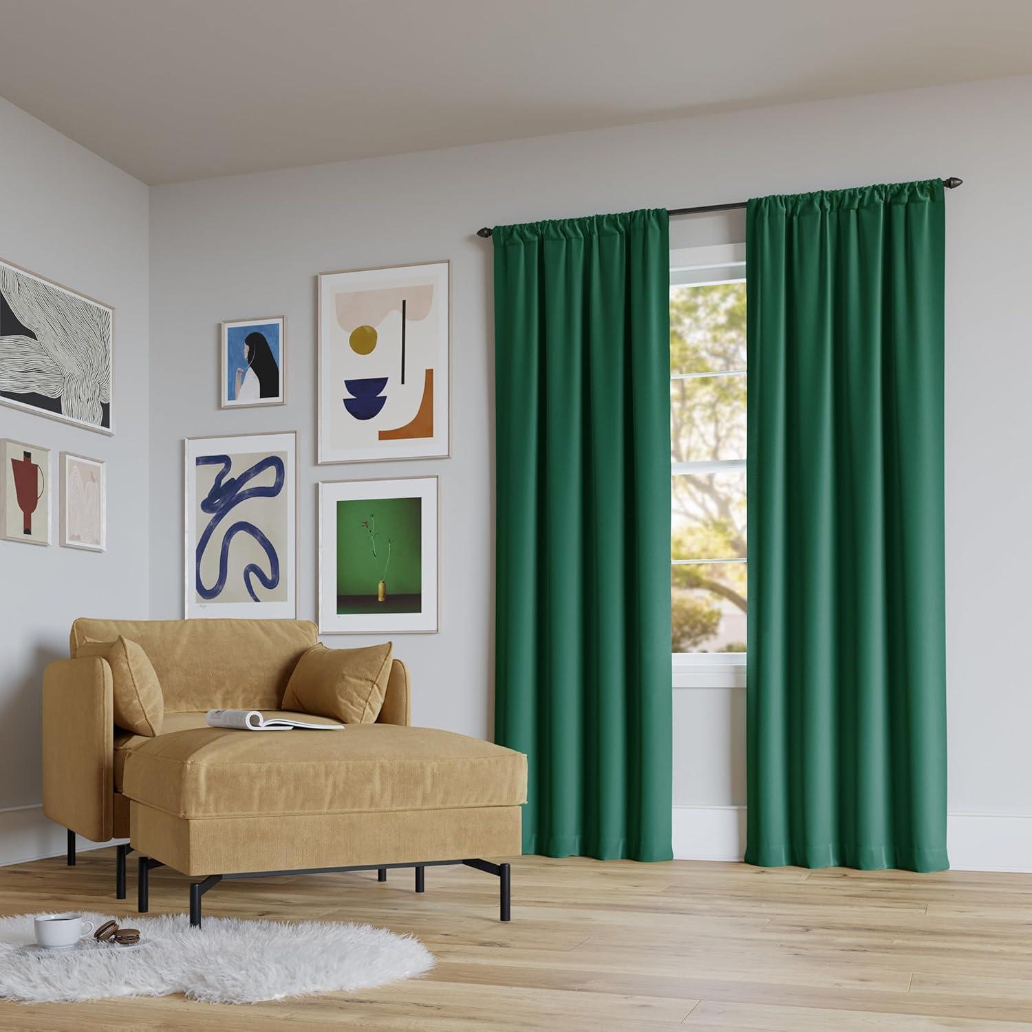 Malachite Green Blackout Rod Pocket Curtain Panel, 40" x 63"