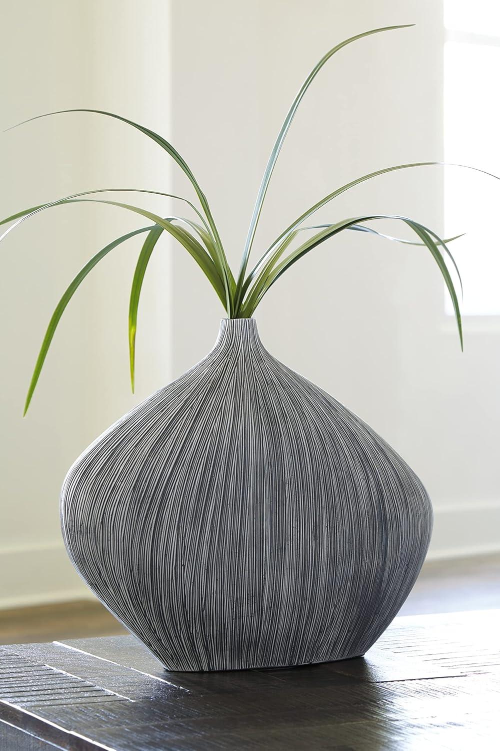 Benjara Crew Decorative Vase, Asymmetrical Design, Black Polyresin Frame, 16 Inch