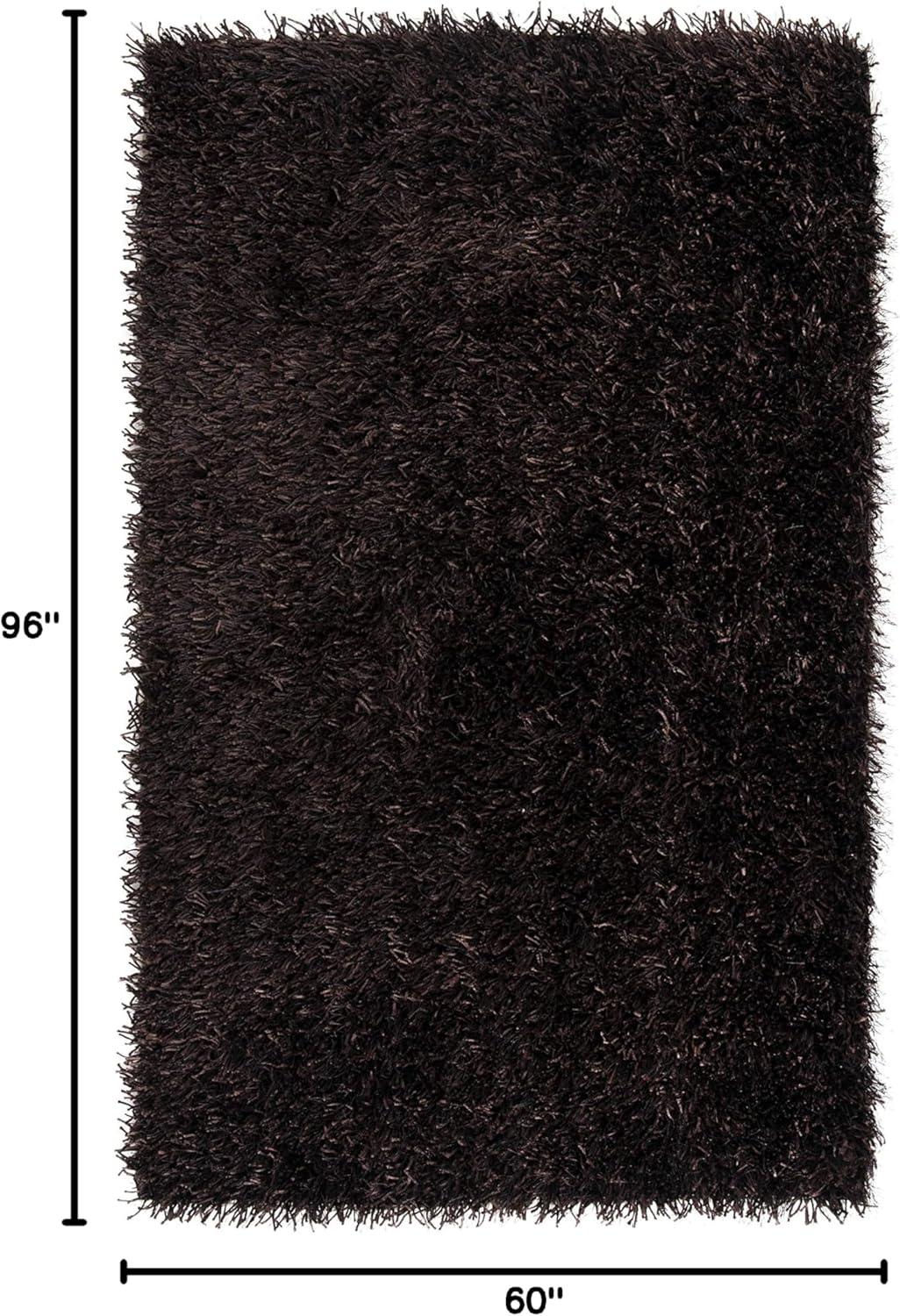 SAFAVIEH New Orleans Darius Solid Polyester Shag Area Rug, Chocolate, 5' x 8'