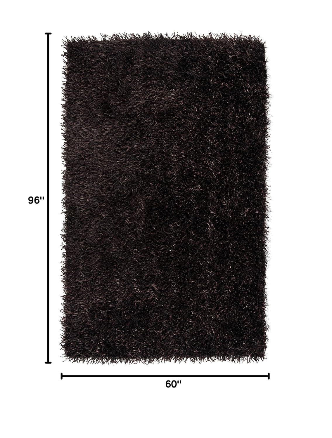 SAFAVIEH New Orleans Darius Solid Polyester Shag Area Rug, Chocolate, 5' x 8'