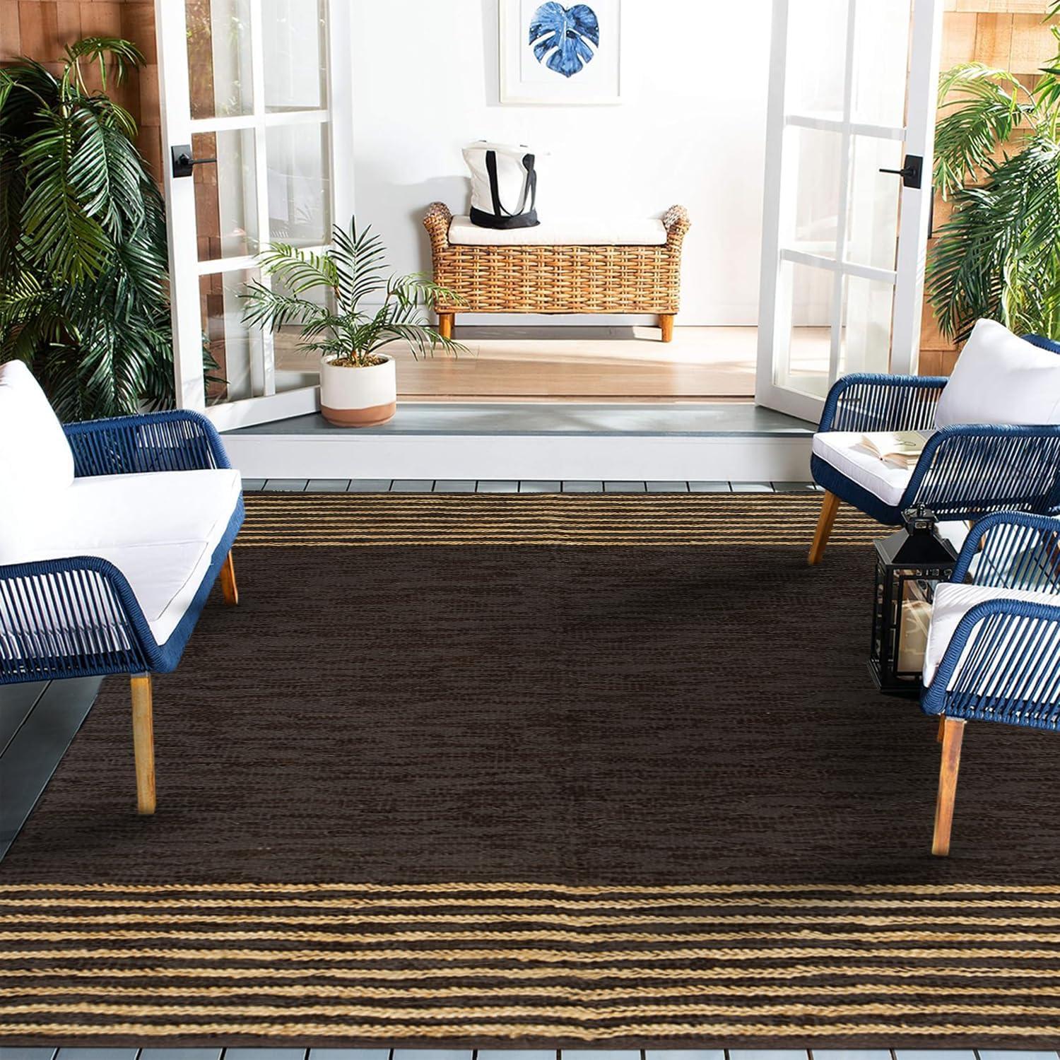Nuloom 9x12 Elfriede Jute & Cotton Hand Woven Indoor Area Rug, Natural, Solid Rustic Farmhouse Style Natural Fiber Bedroom, Living Room,