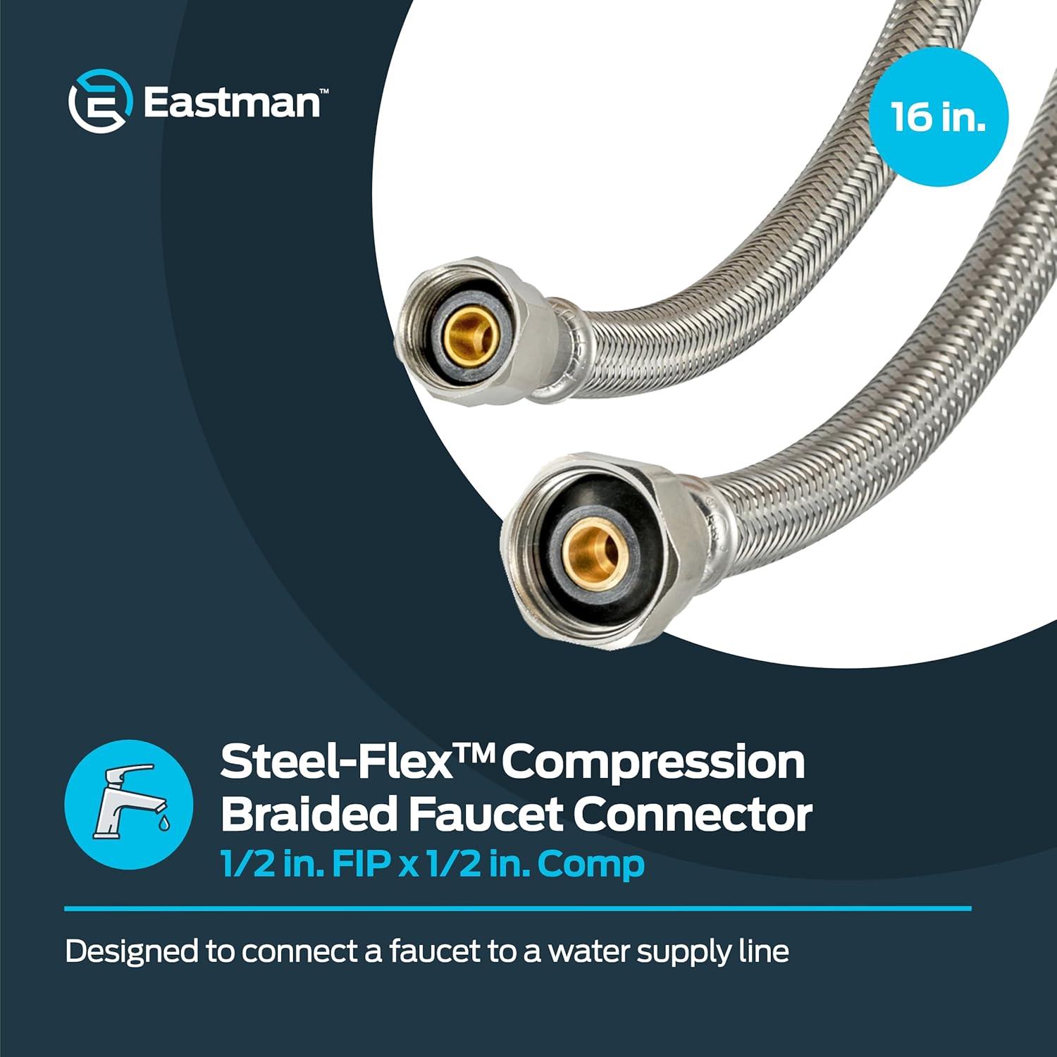 Certified Appliance Accessories Certified Appliance Accessories Braided Stainless Steel Faucet Supply Line, 3/8" Female Compression X 1/2" FIP (16")