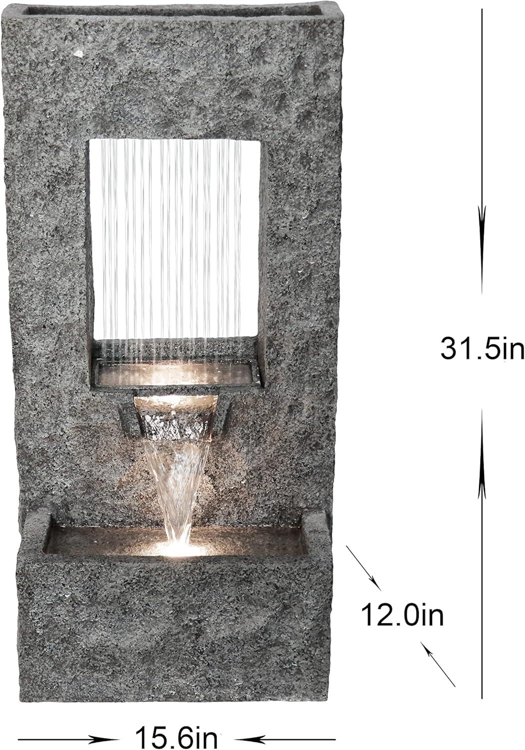 Hi-Line Gift Ltd 79613-C 32" H Rectangular Waterfall Fountain W/Ww LEDs