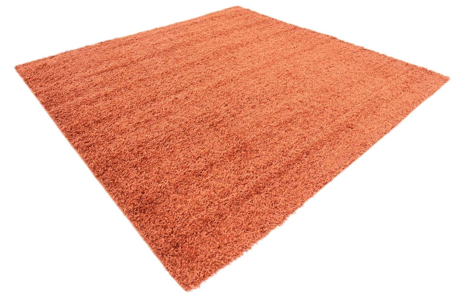 Unique Loom 8' 0 x 8' 0 Square Solid Shag Terracotta Area Rug