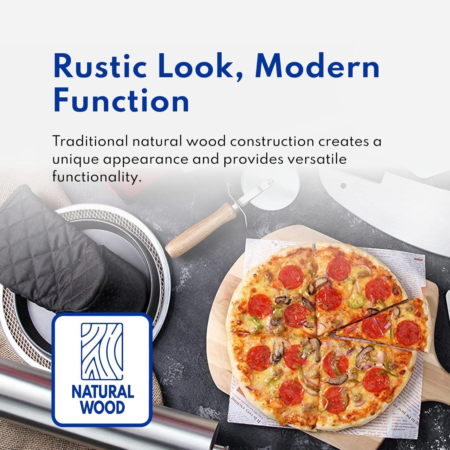 Natural Basswood Restaurant-Grade Pizza Peel with Handle