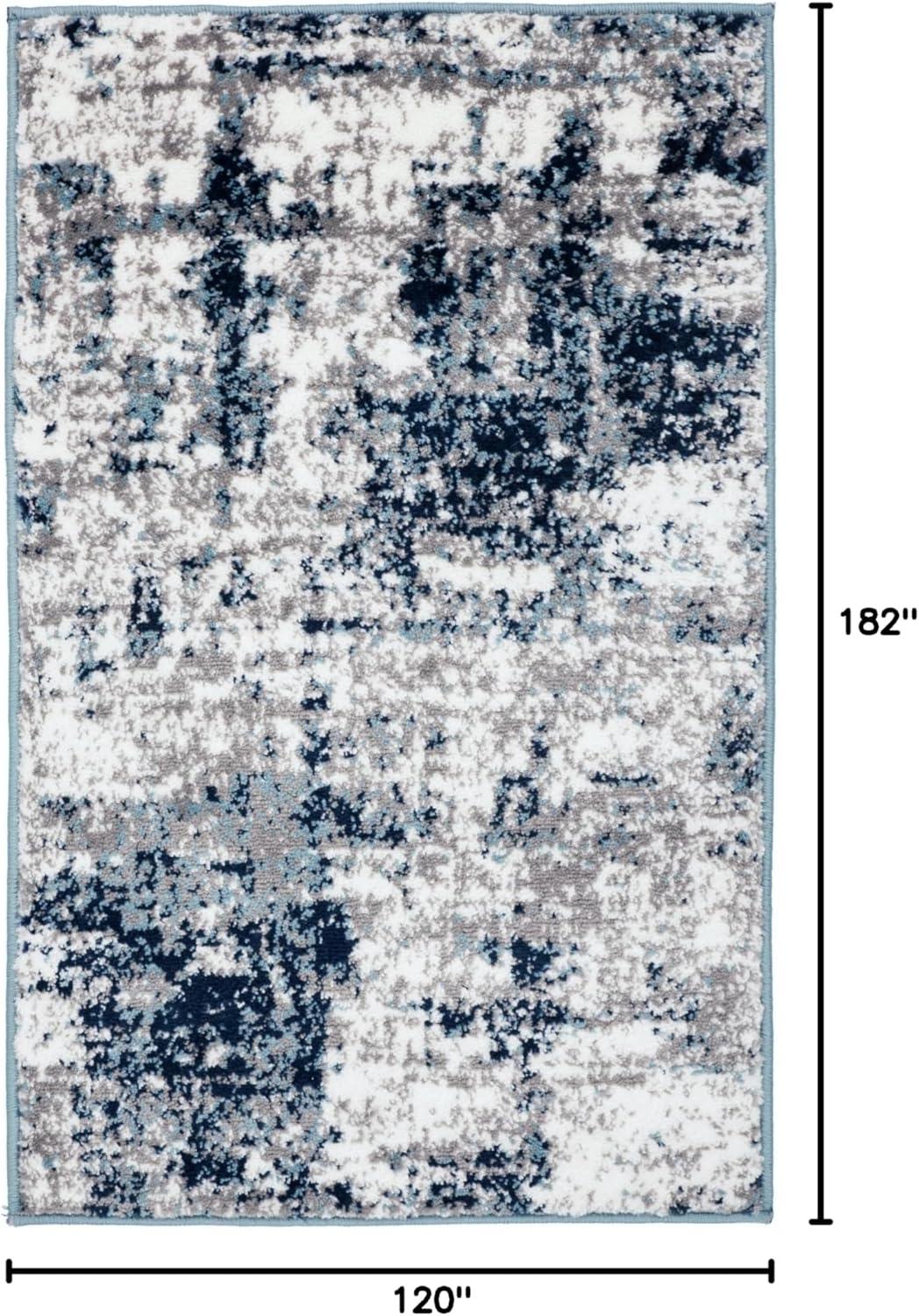 World Rug Gallery Distressed Abstract Area Rug - Blue 4'x6'