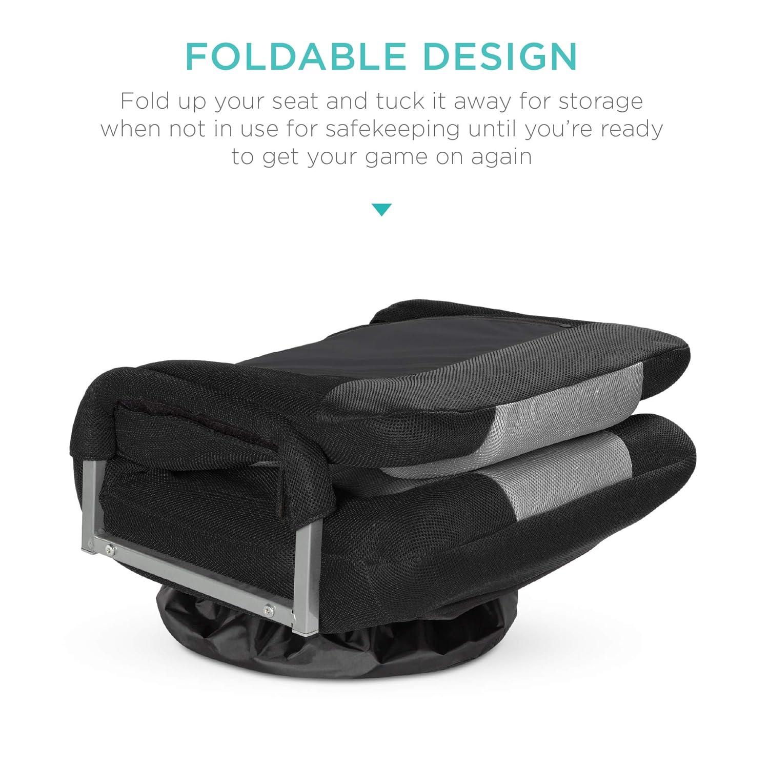 Trule Alba 360-Degree Swivel Gaming Floor Chair w/ Armrest Handles, Foldable Adjustable Back