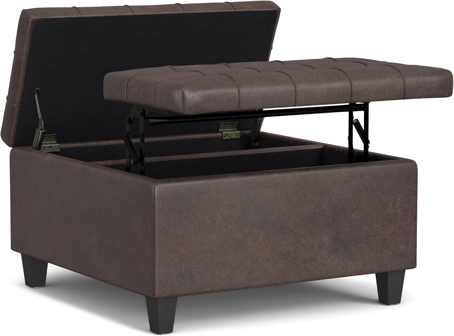 Harrison Small Square Coffee Table Storage Ottoman, Assembled