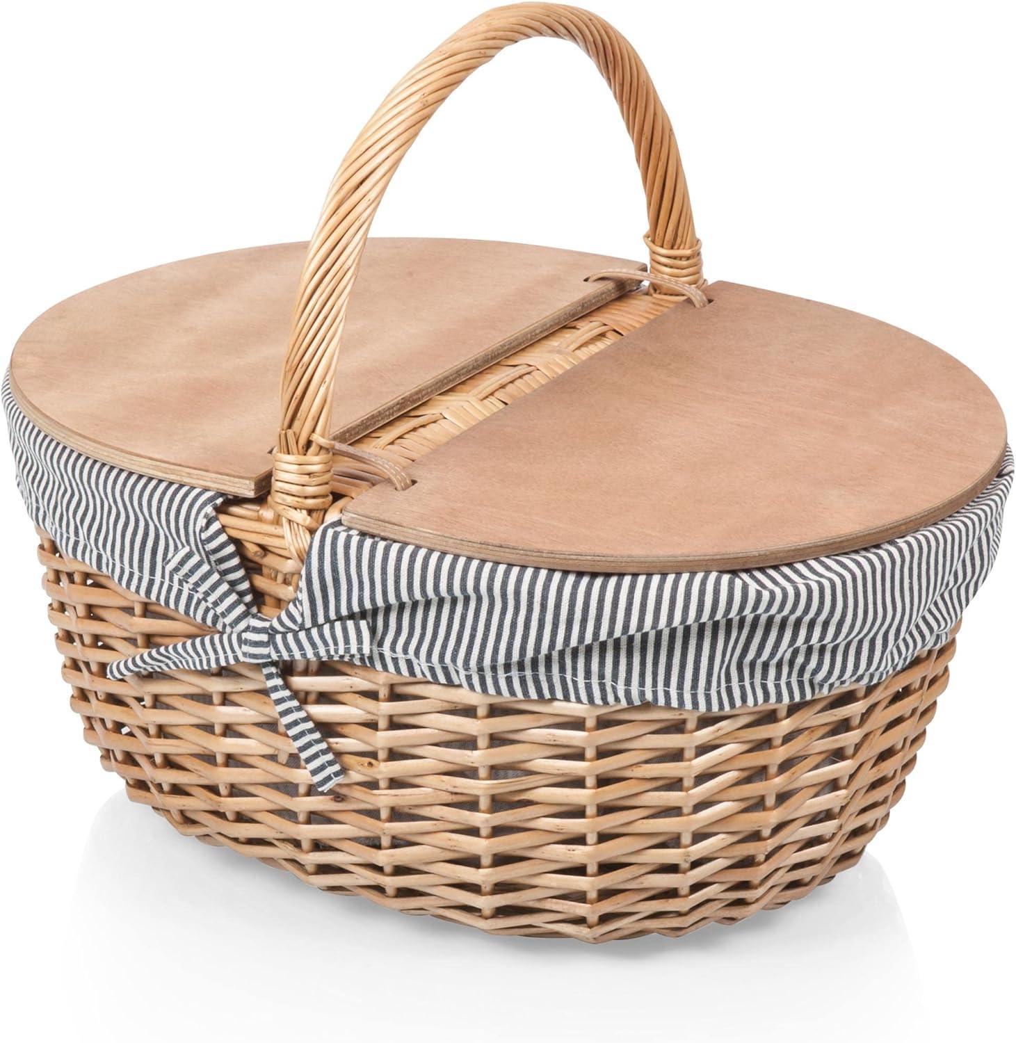 Country Vintage Wicker Picnic Basket for 2