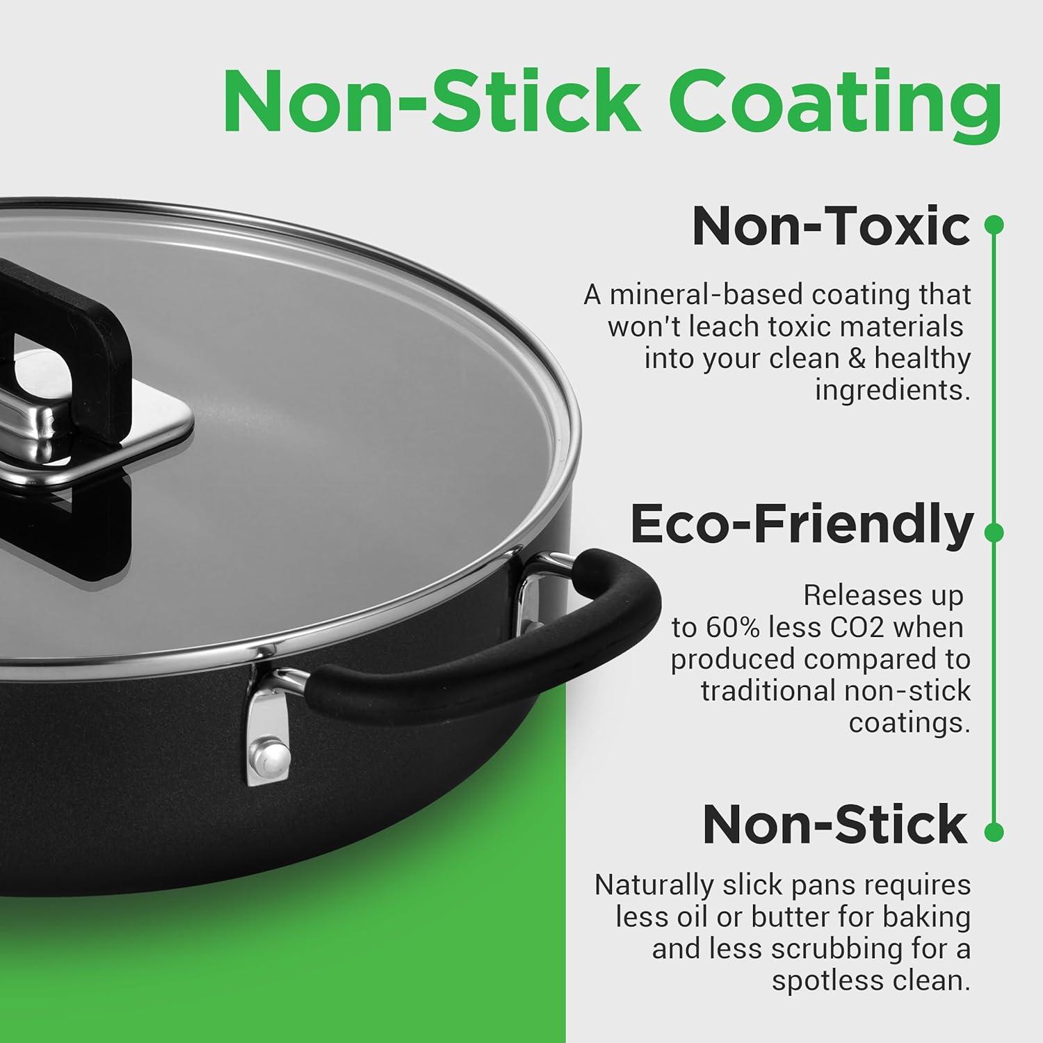NutriChef 17 - Piece Non-Stick Aluminum Cookware Set
