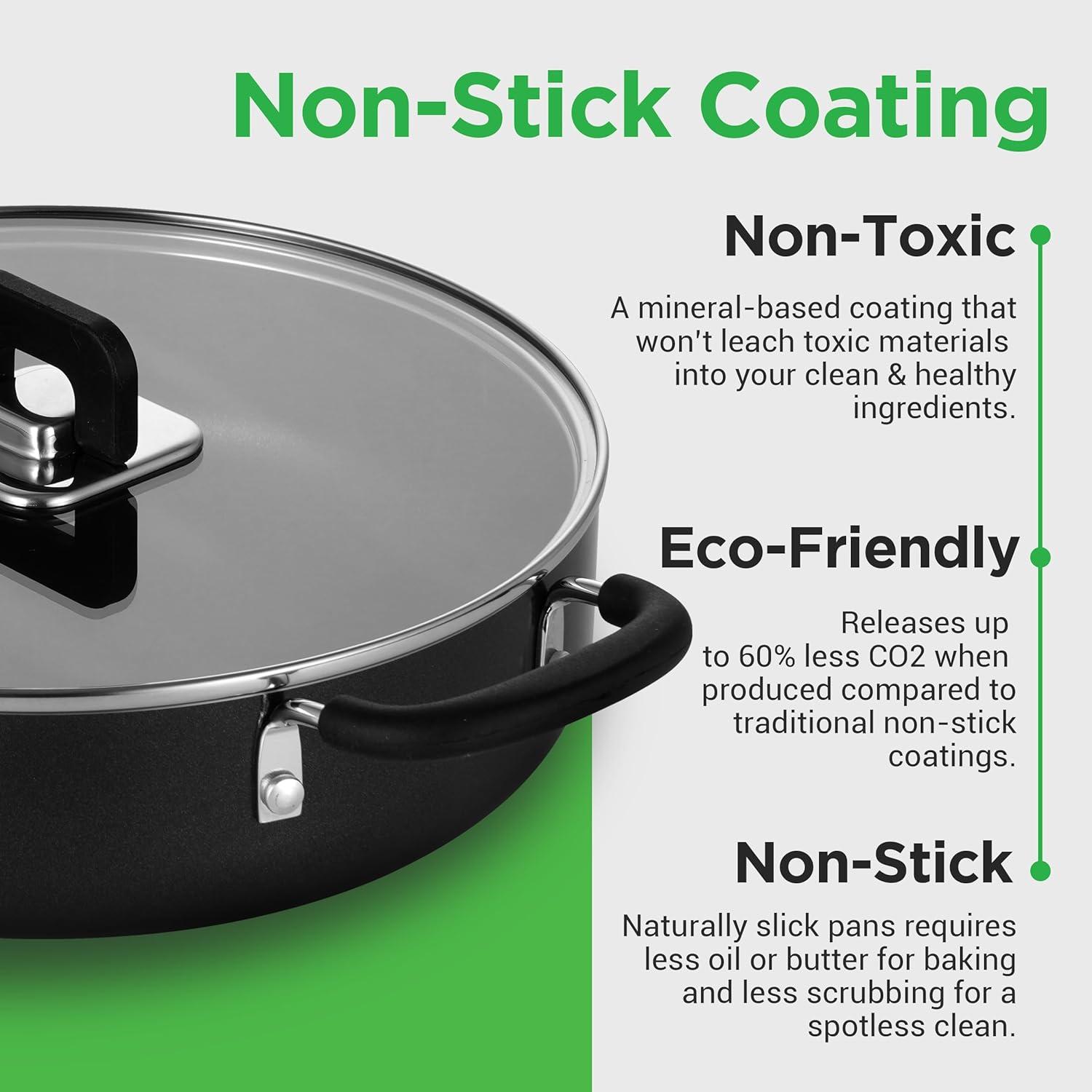 NutriChef 17 - Piece Non-Stick Aluminum Cookware Set