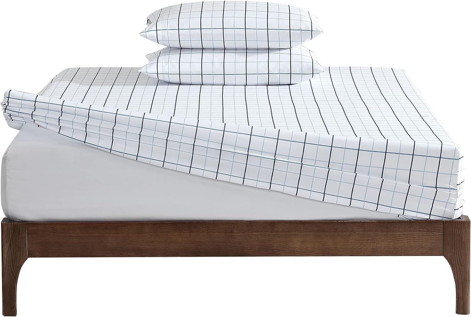 Classic Blue Plaid Microfiber Full Sheet Set