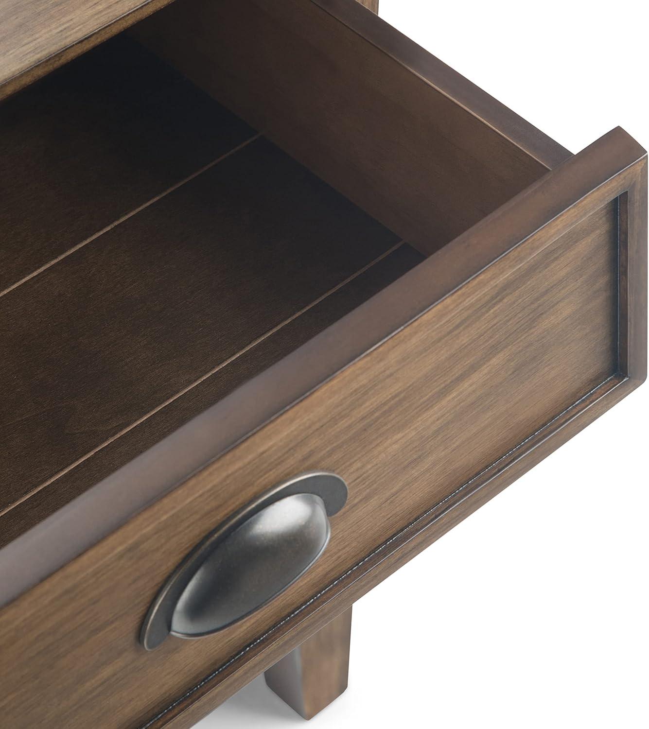 Simpli Home Acadian Solid Wood Bedside Table In Rustic Natural Aged Brown