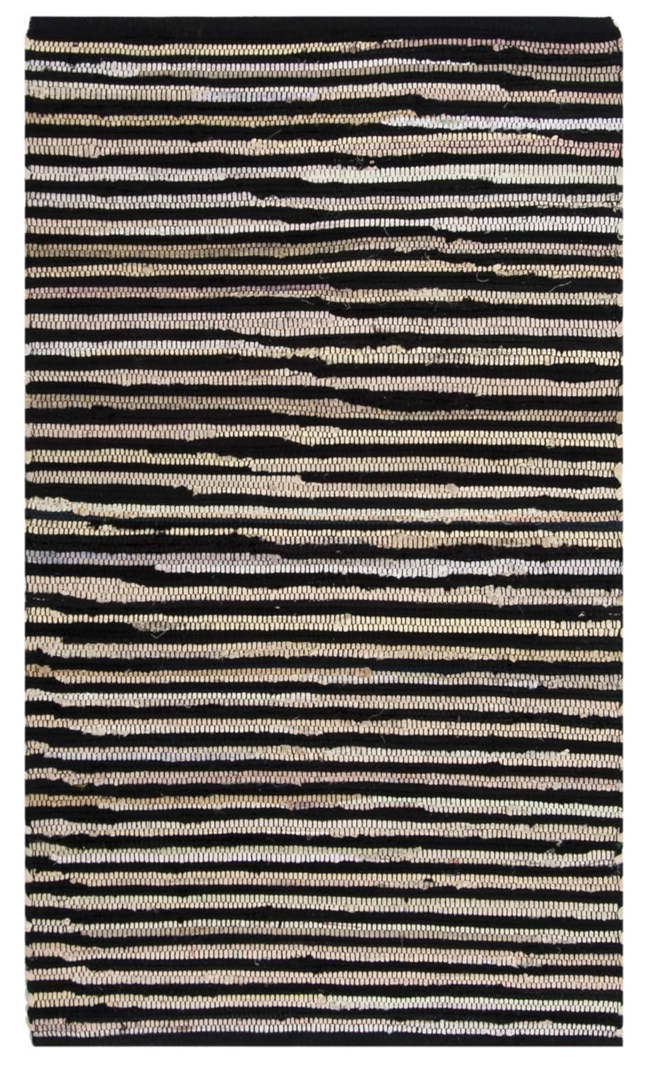 Rag Rug RAR130 Hand Woven Indoor Accent Rug - Black/Multi - 2'x3' - Safavieh.