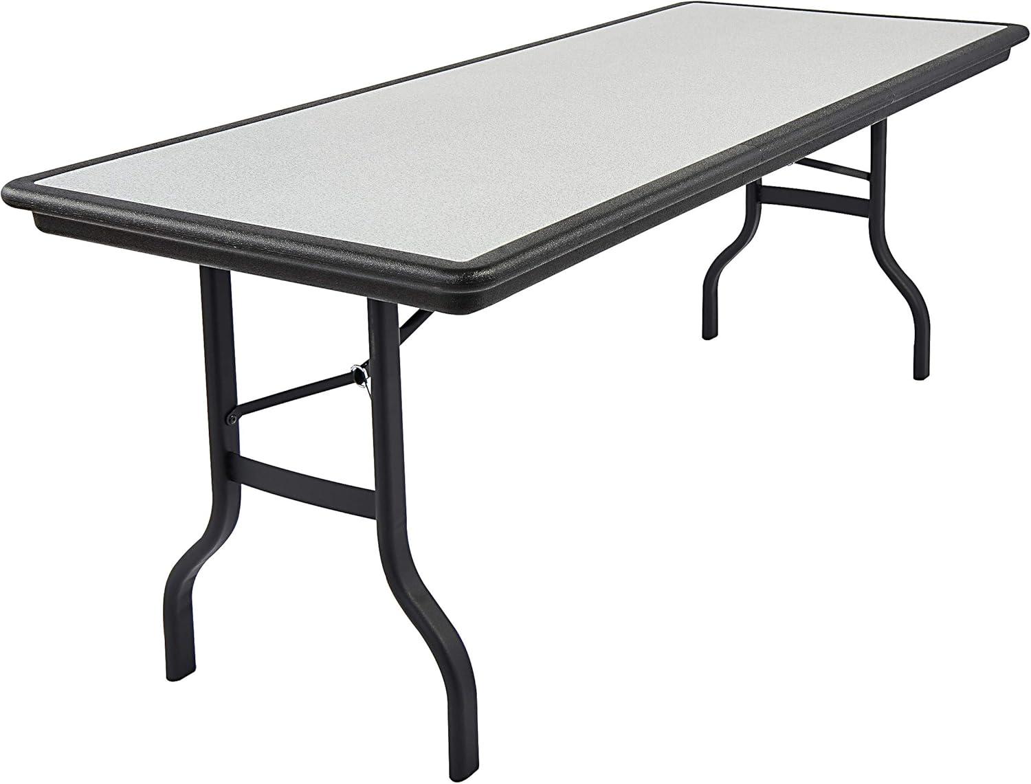 Granite and Black 96" Folding Table with Steel Frame