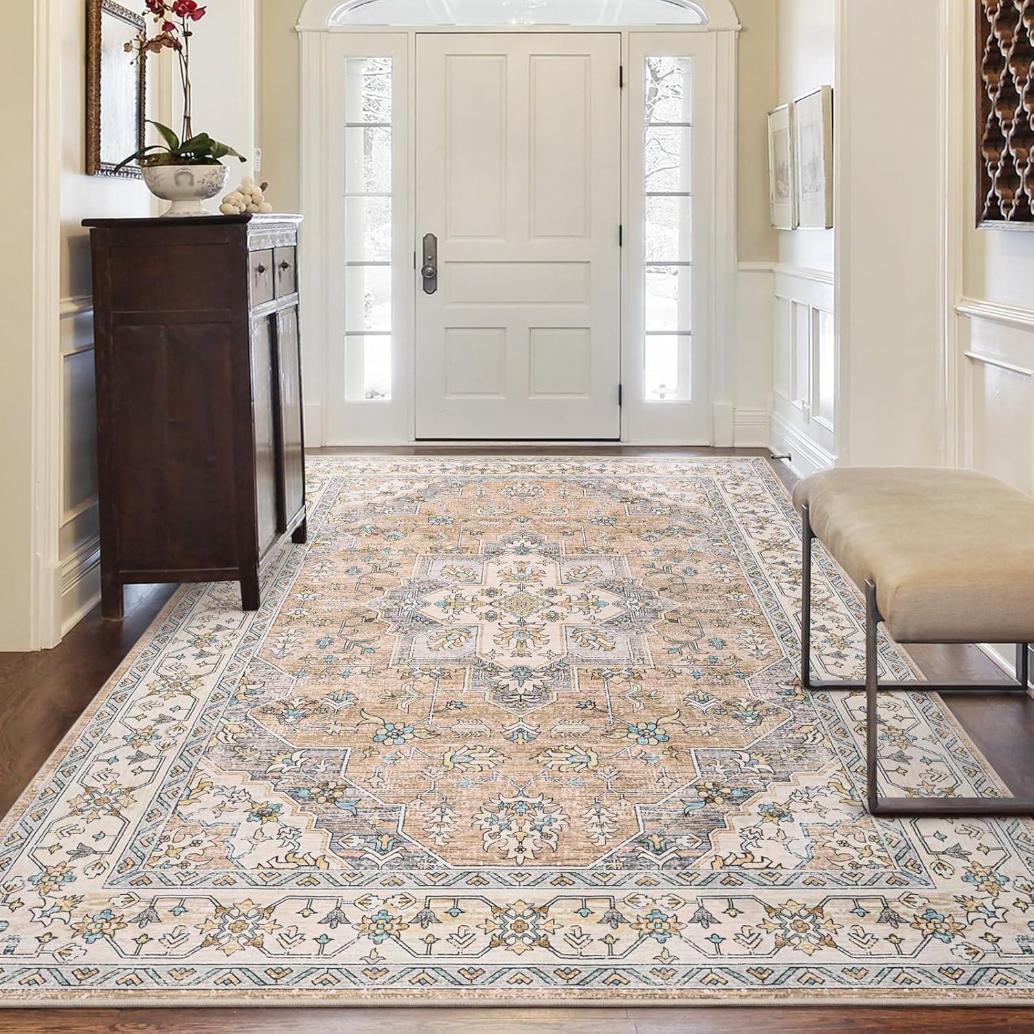 Nuloom Zara Medallion 4x6 Indoor Area Rug for Living Room Bedroom Dining Room Kitchen, Rust/Blue