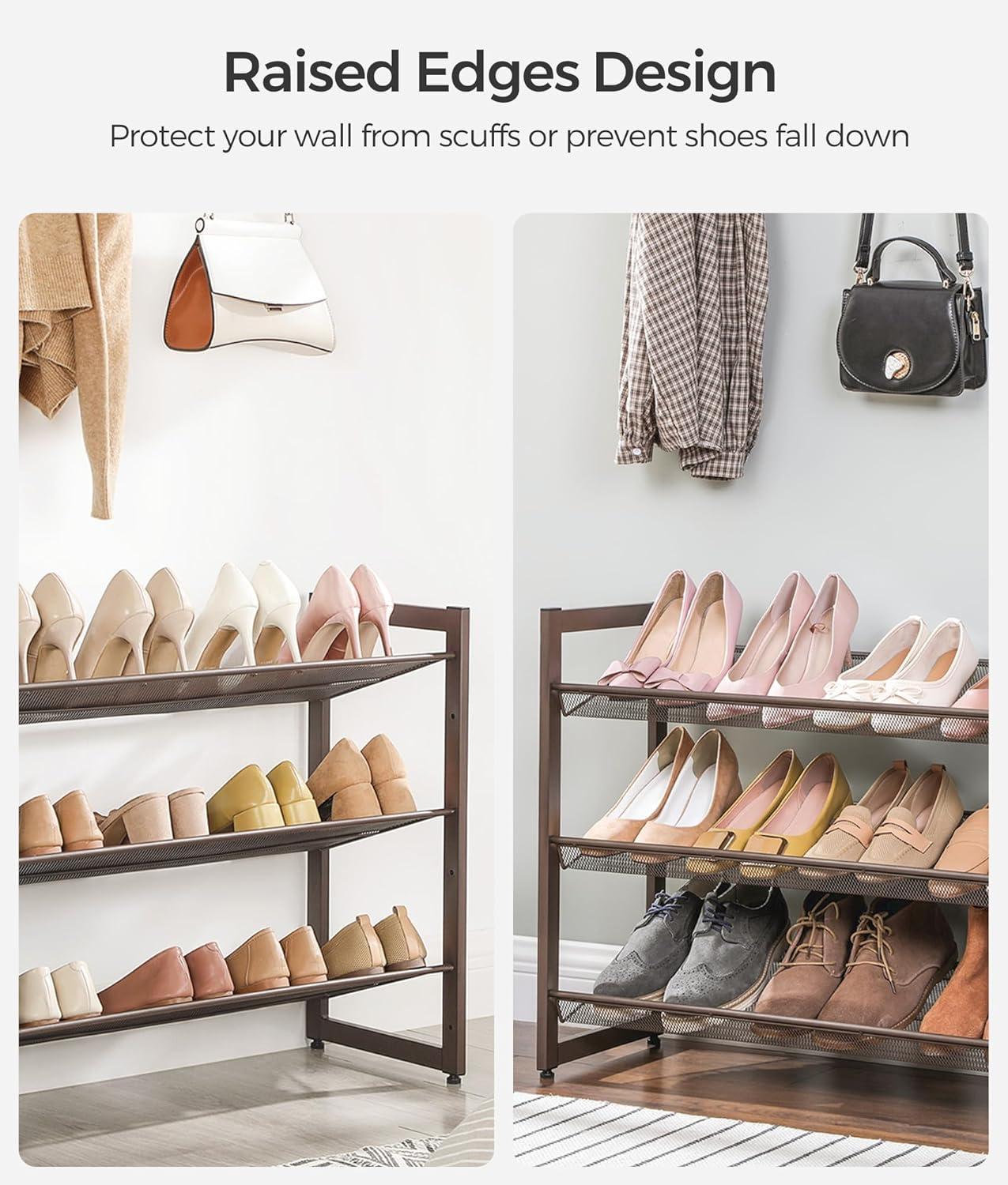 Bronze 6-Tier Stackable Metal Shoe Rack with Adjustable Shelves