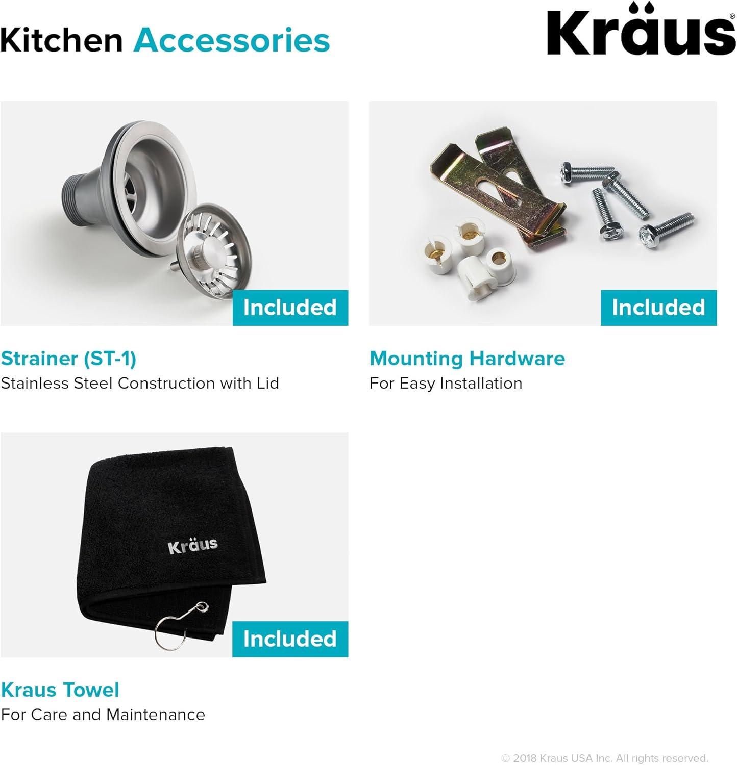 KRAUS Premier Undermount Single Bowl 18-Gauge Stainless Steel Kitchen Sink