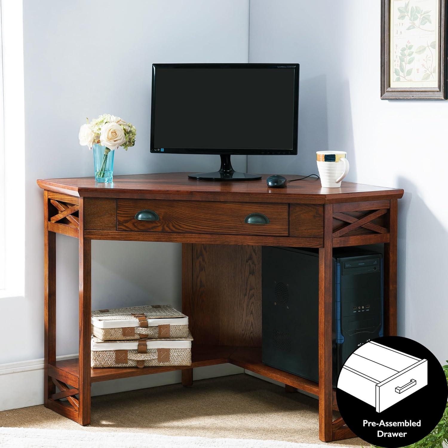 Leick Furniture Corner Computer Desk in Oak