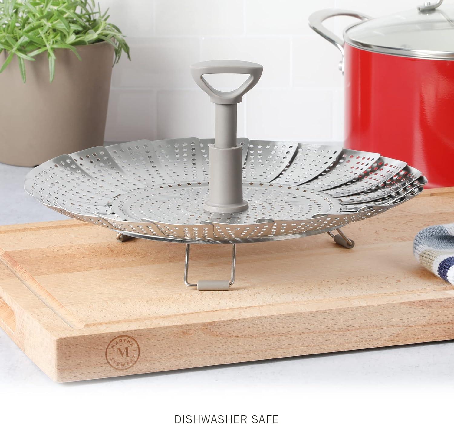 Martha Stewart Martha Stewart Stainless Steel Folding Steamer Insert With Handle In Taupe