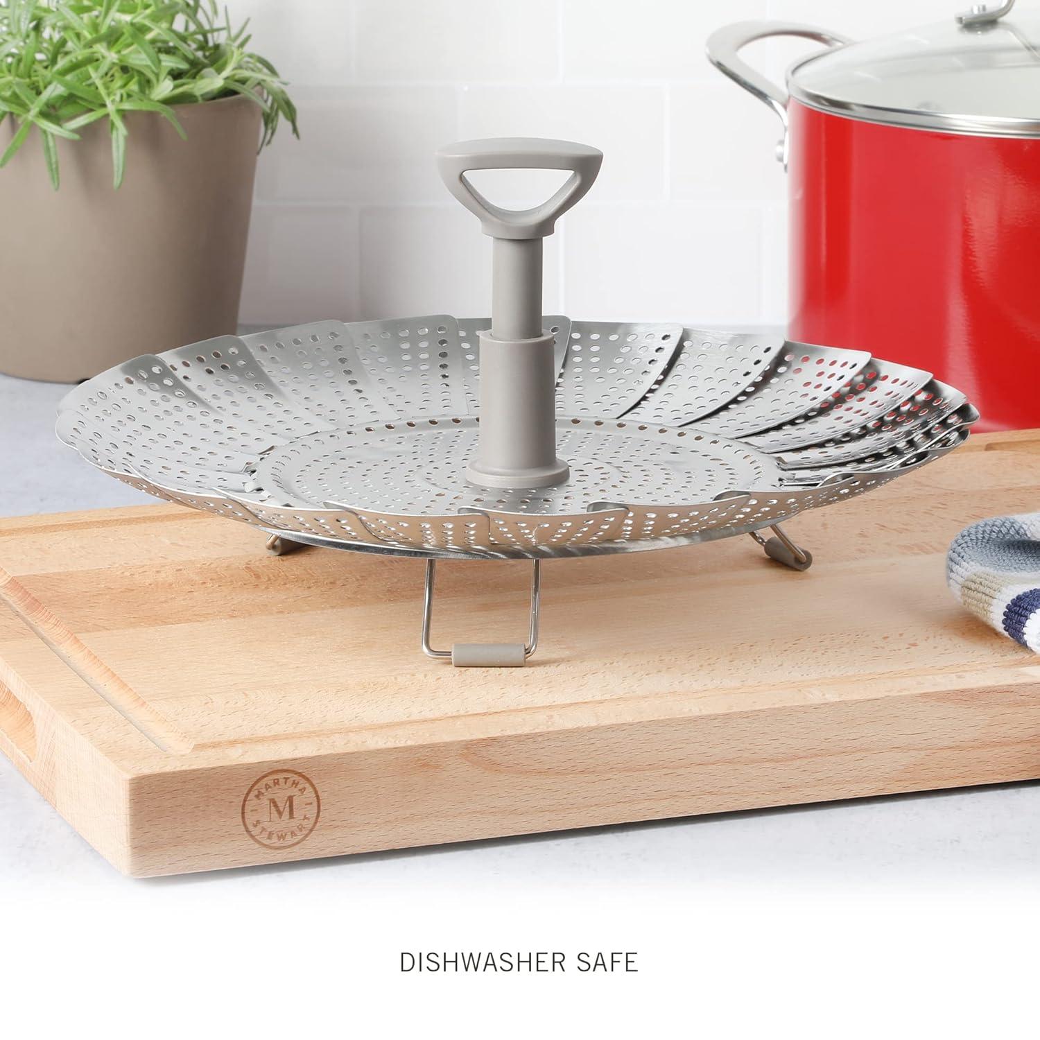 Martha Stewart Martha Stewart Stainless Steel Folding Steamer Insert With Handle In Taupe