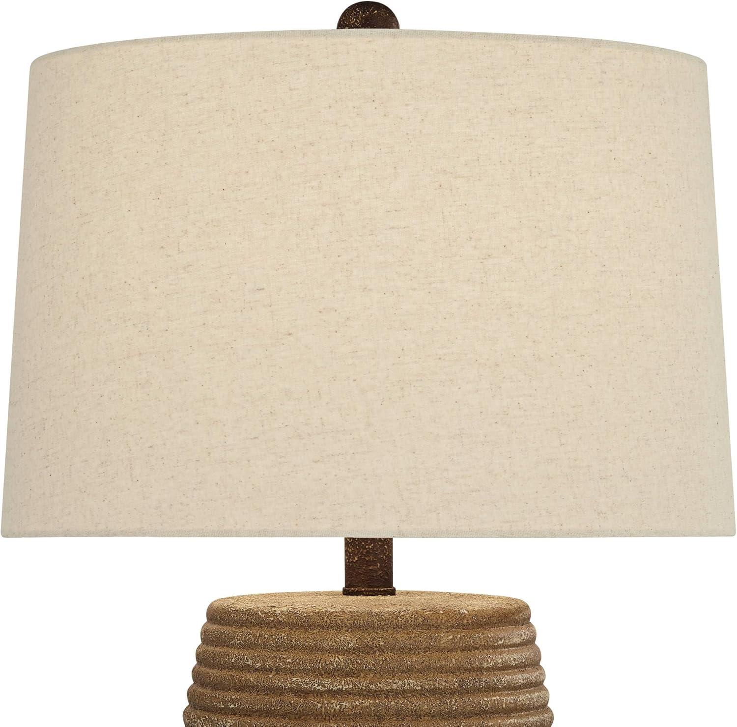 360 Lighting 23" High Small Farmhouse Rustic Country Cottage Accent Table Lamp Brown Sandstone Finish Ceramic Single White Shade Living Room Bedroom